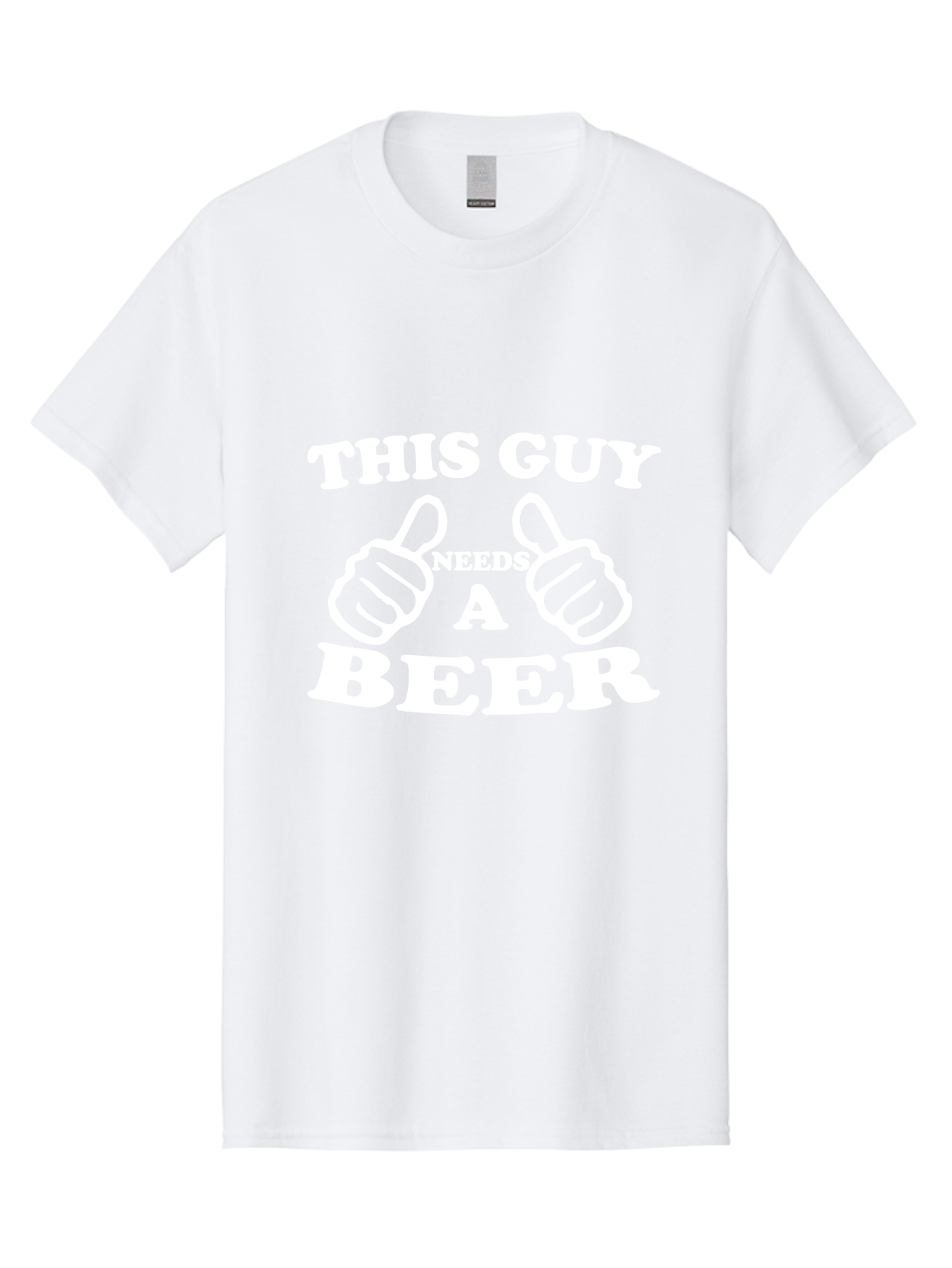 This Guy Need A Beer Men'S Graphic Tee, 100% Cotton, Comfortable Casual Summer Wear, Machine Washable, Humorous Quote, Beer Lover, Funny T-Shirt Design, Thumbs Up Gesture, Needs Beer, Funny Saying, Beer Enthusiast, Comical Graphic Aae730 3