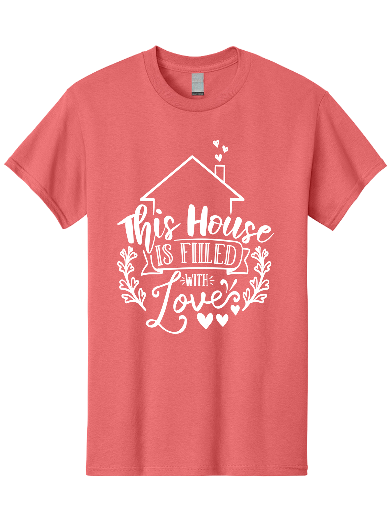 This House Is Filled With Love White Men'S Graphic Tee, 100% Cotton, Comfortable Casual Summer Wear, Machine Washable, Home Sweet Home, Love-Filled Home, Family Values, Heartfelt Sentiment, Cozy Home Decor, Inspirational Quote, Aae731 9