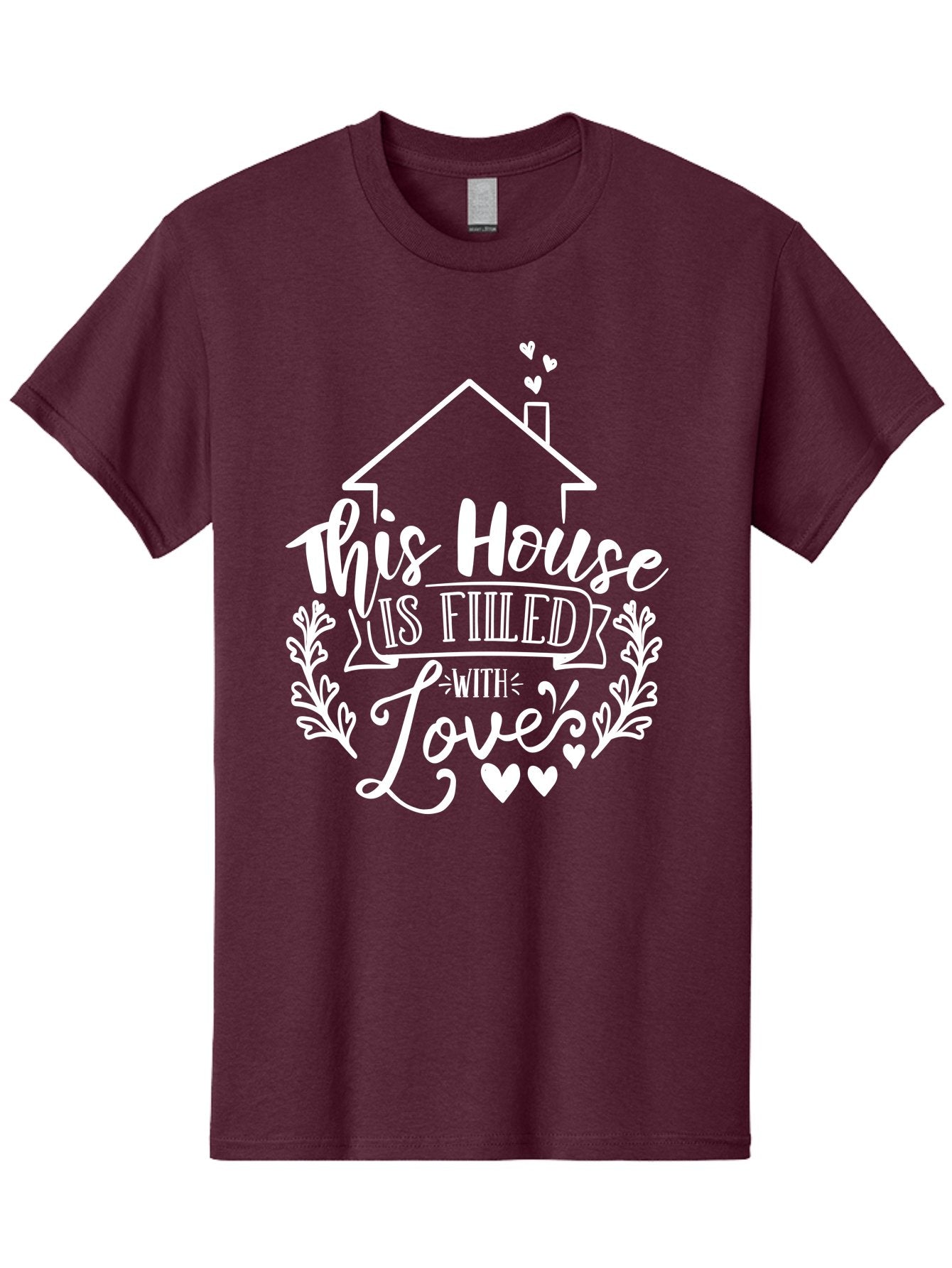 This House Is Filled With Love White Men'S Graphic Tee, 100% Cotton, Comfortable Casual Summer Wear, Machine Washable, Home Sweet Home, Love-Filled Home, Family Values, Heartfelt Sentiment, Cozy Home Decor, Inspirational Quote, Aae731 8
