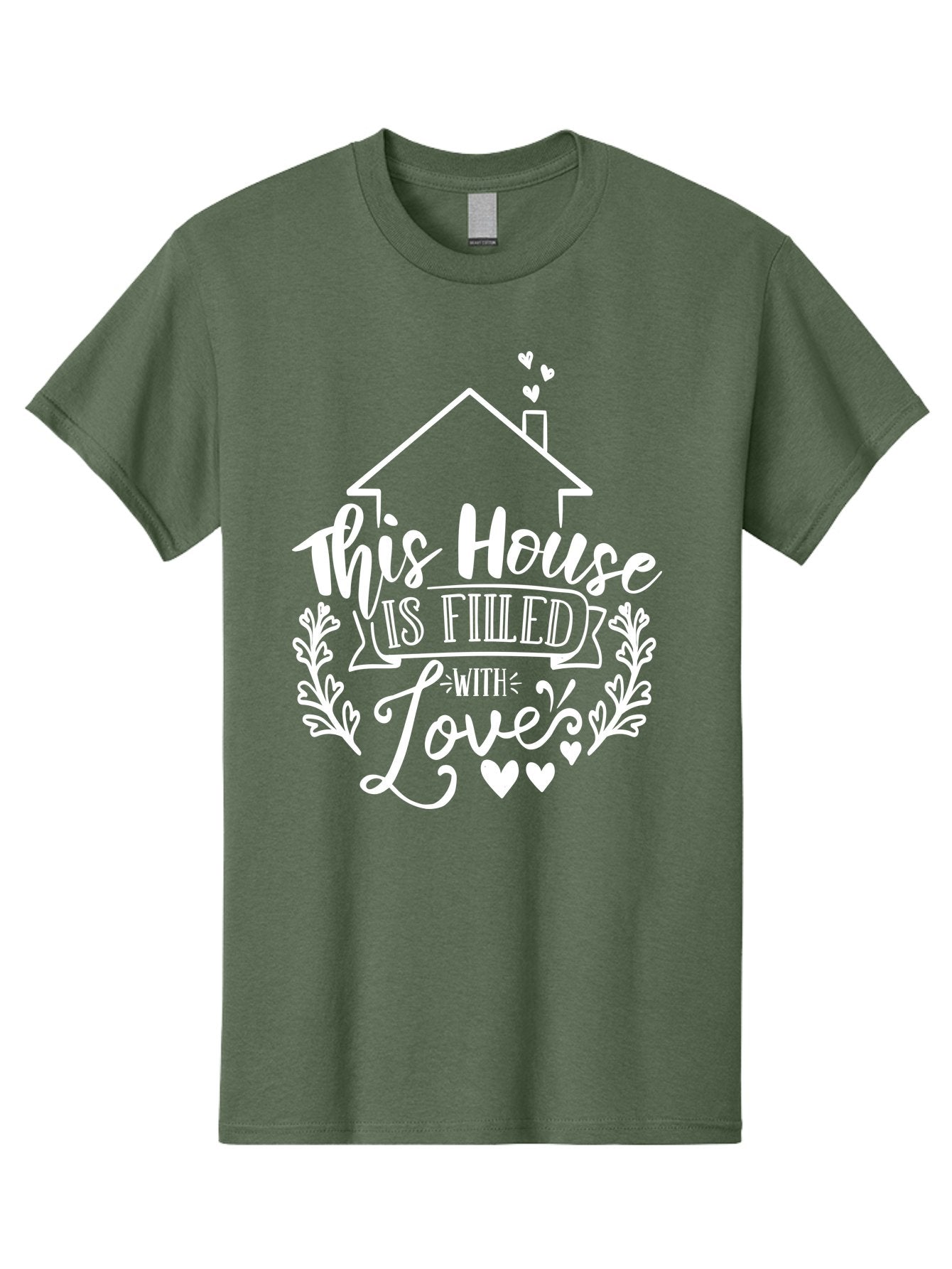 This House Is Filled With Love White Men'S Graphic Tee, 100% Cotton, Comfortable Casual Summer Wear, Machine Washable, Home Sweet Home, Love-Filled Home, Family Values, Heartfelt Sentiment, Cozy Home Decor, Inspirational Quote, Aae731 12