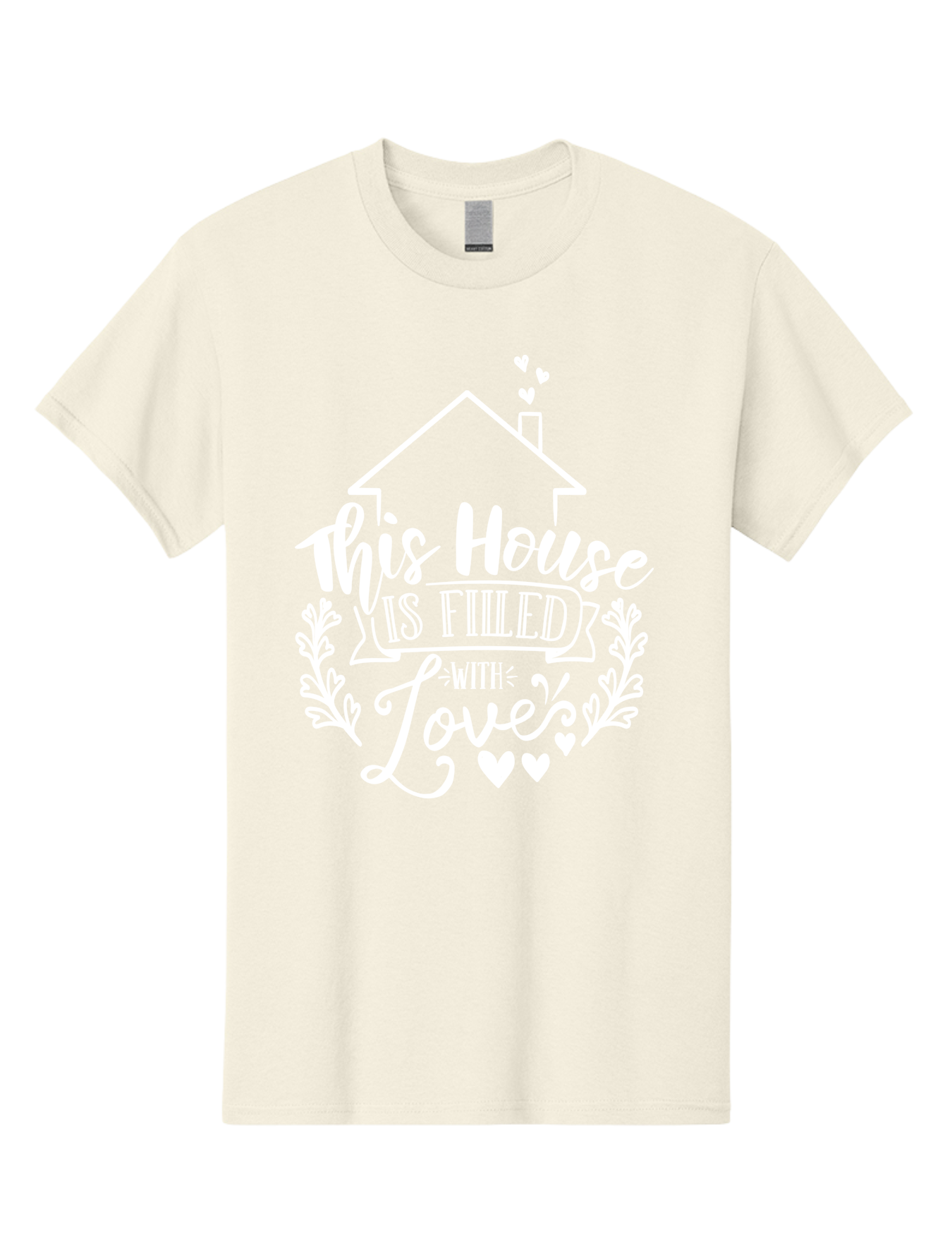 This House Is Filled With Love White Men'S Graphic Tee, 100% Cotton, Comfortable Casual Summer Wear, Machine Washable, Home Sweet Home, Love-Filled Home, Family Values, Heartfelt Sentiment, Cozy Home Decor, Inspirational Quote, Aae731 5