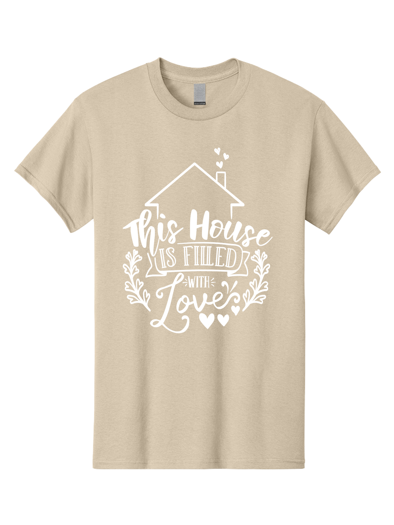 This House Is Filled With Love White Men'S Graphic Tee, 100% Cotton, Comfortable Casual Summer Wear, Machine Washable, Home Sweet Home, Love-Filled Home, Family Values, Heartfelt Sentiment, Cozy Home Decor, Inspirational Quote, Aae731 25