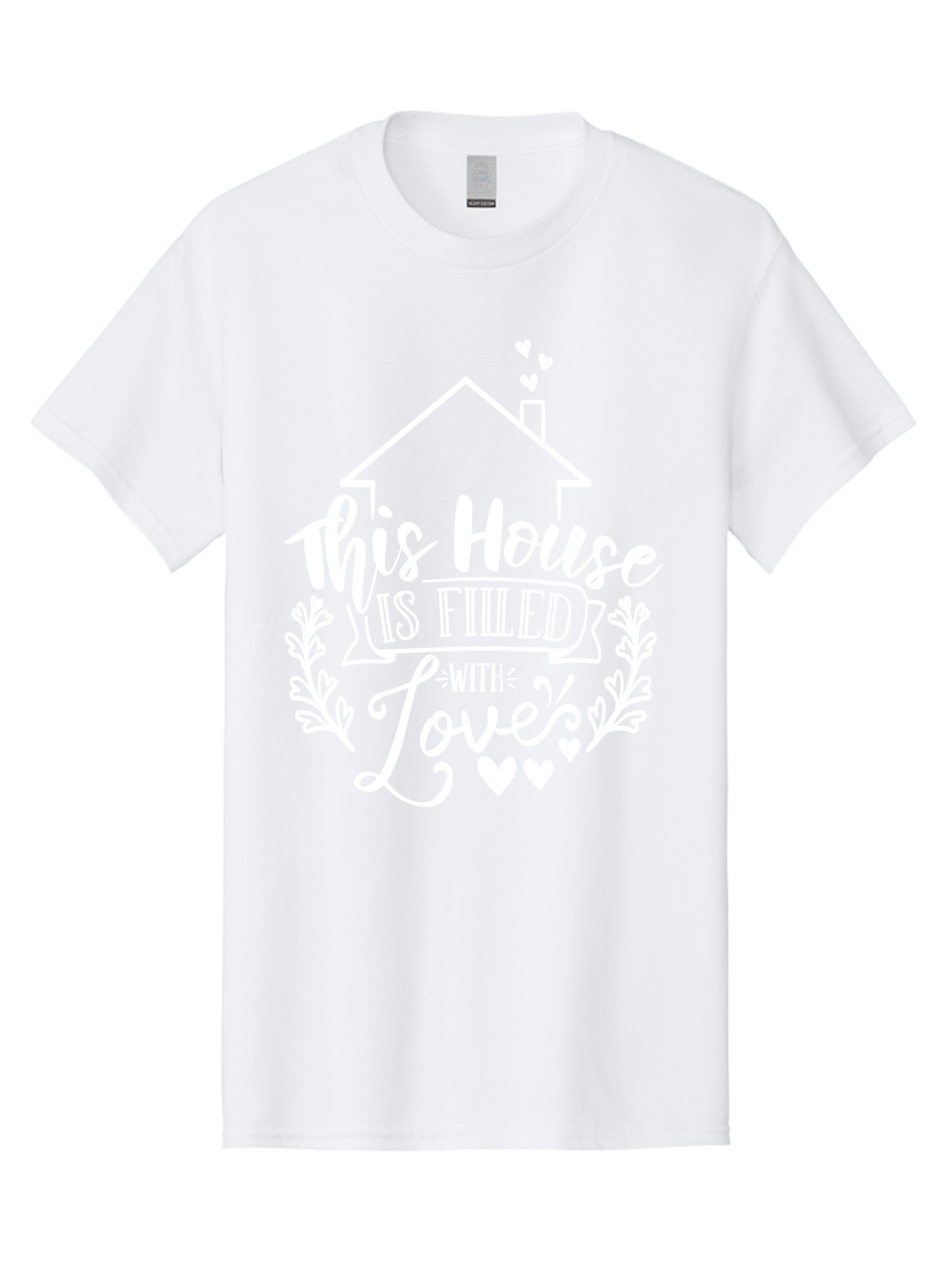 This House Is Filled With Love White Men'S Graphic Tee, 100% Cotton, Comfortable Casual Summer Wear, Machine Washable, Home Sweet Home, Love-Filled Home, Family Values, Heartfelt Sentiment, Cozy Home Decor, Inspirational Quote, Aae731 15