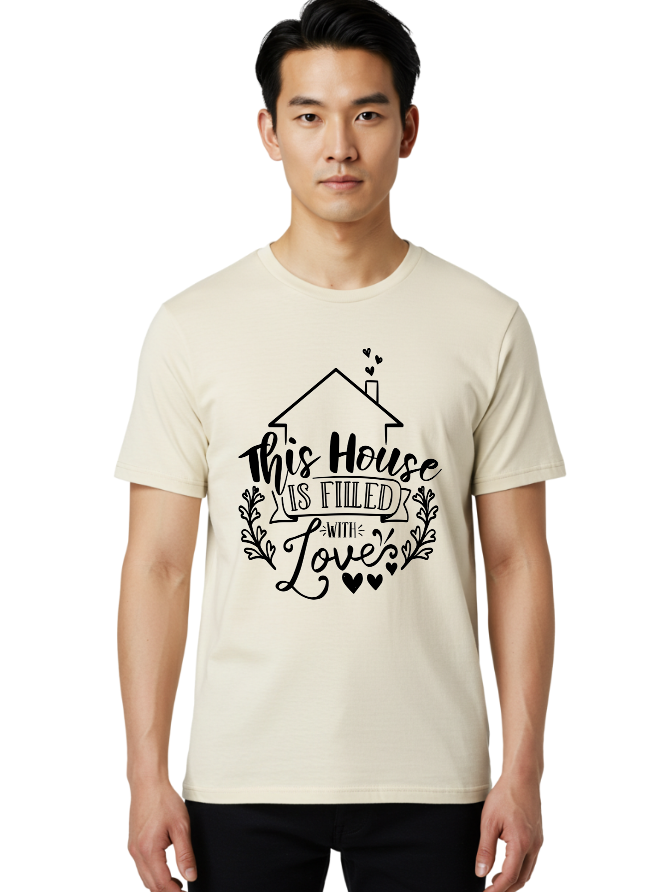 This House Is Filled With Love Men'S Graphic Tee, 100% Cotton, Comfortable Casual Summer Wear, Machine Washable, Home Sweet Home, House Filled With Love, Family Values, Heartwarming Quotes, Home Decor Inspiration, Love Quotes For Home, Aae732 28