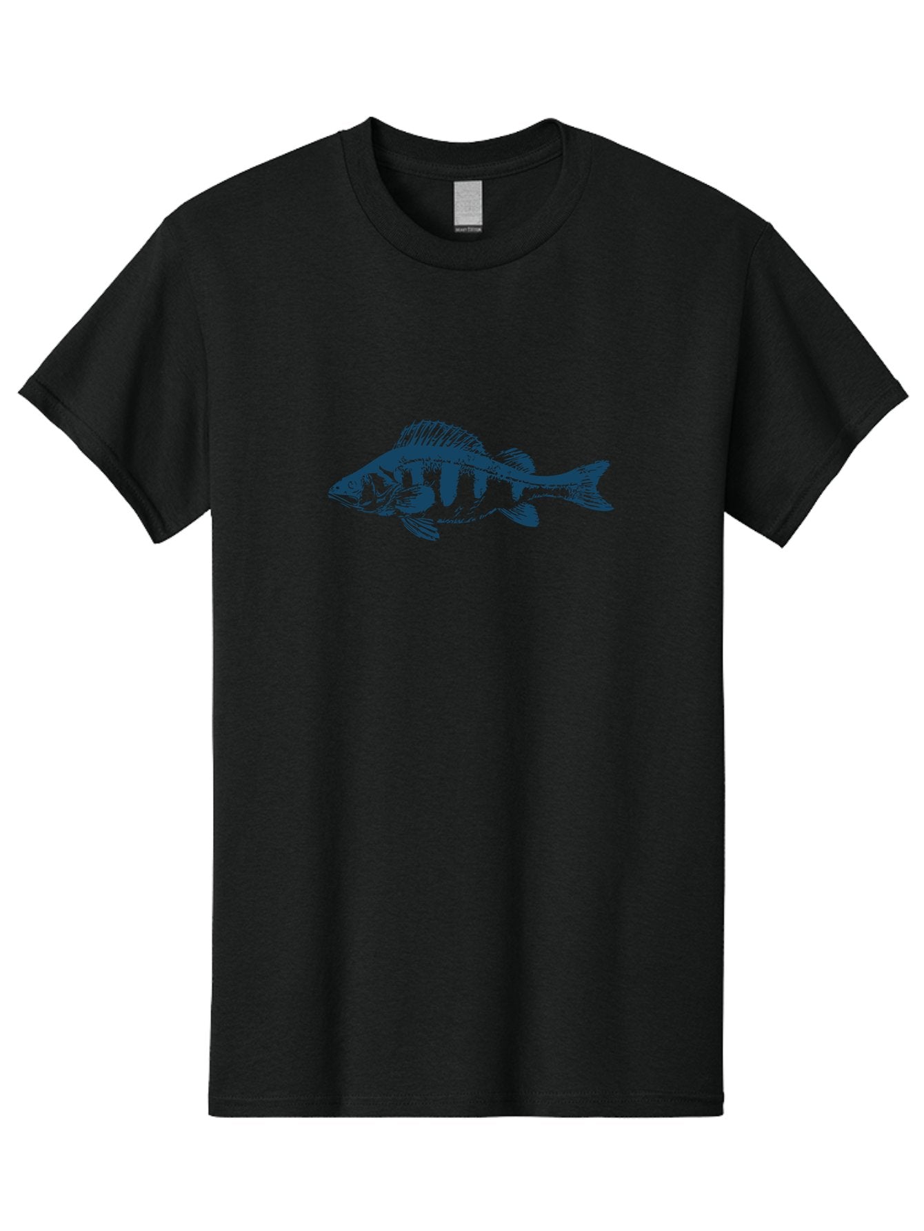 Thornfin Fish Men'S Graphic Tee, 100% Cotton, Comfortable Casual Summer Wear, Machine Washable, Bass Fish Illustration, Blue Fish Graphic, Striped Fish Design, Aquatic Life, Fishing Theme, Marine Species, Illustration Art Aae735 5
