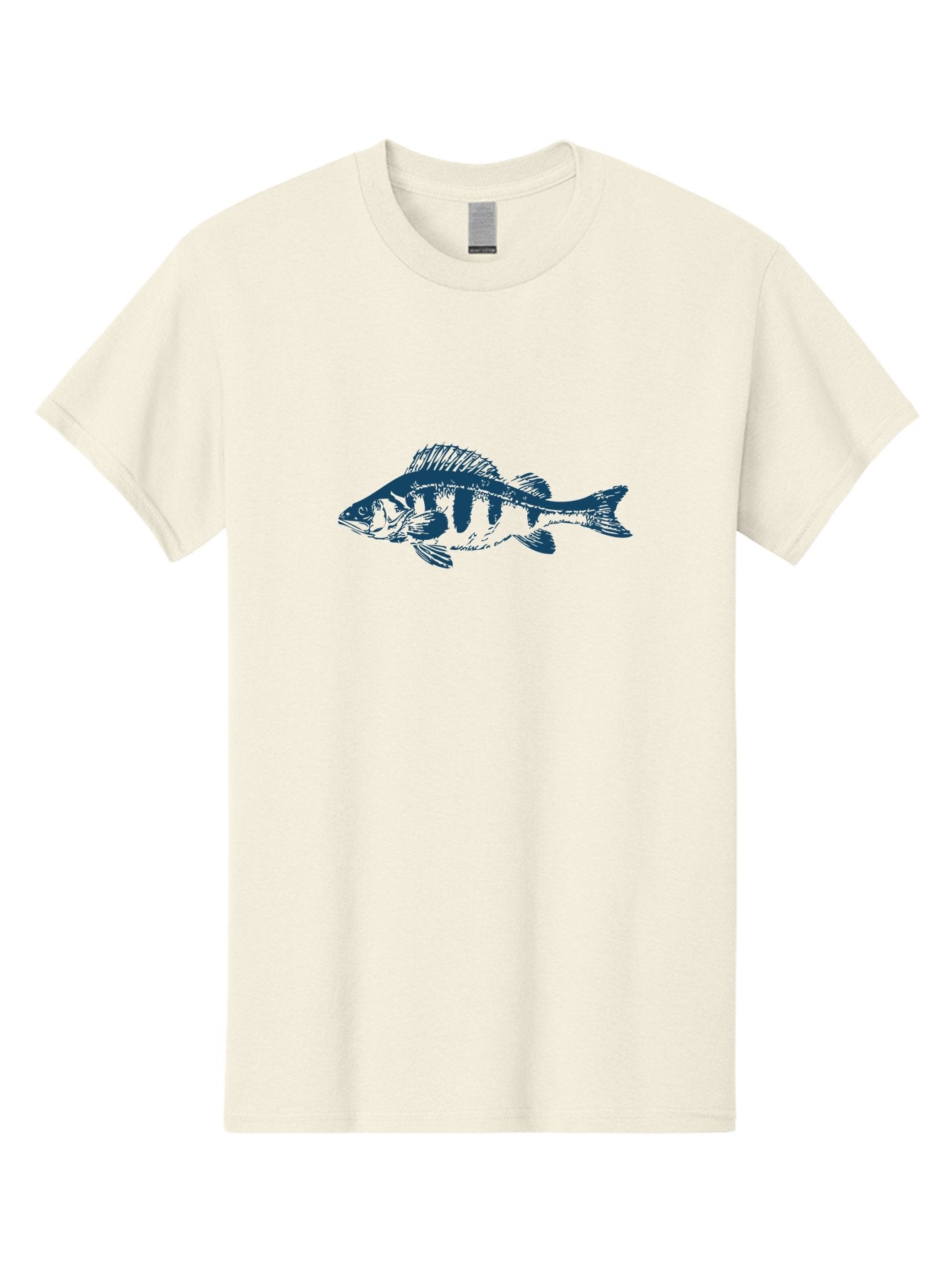 Thornfin Fish Men'S Graphic Tee, 100% Cotton, Comfortable Casual Summer Wear, Machine Washable, Bass Fish Illustration, Blue Fish Graphic, Striped Fish Design, Aquatic Life, Fishing Theme, Marine Species, Illustration Art Aae735 9