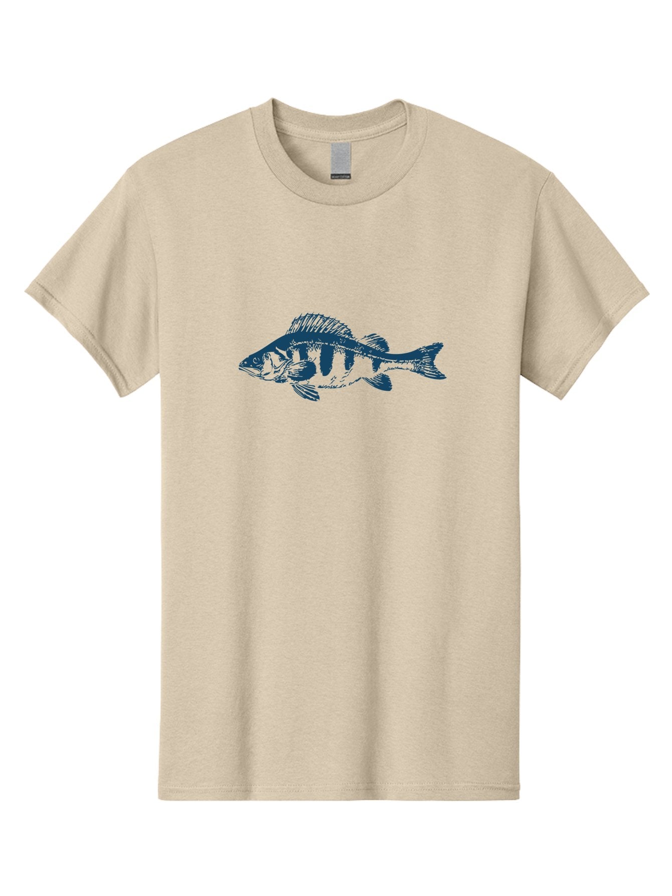 Thornfin Fish Men'S Graphic Tee, 100% Cotton, Comfortable Casual Summer Wear, Machine Washable, Bass Fish Illustration, Blue Fish Graphic, Striped Fish Design, Aquatic Life, Fishing Theme, Marine Species, Illustration Art Aae735 15