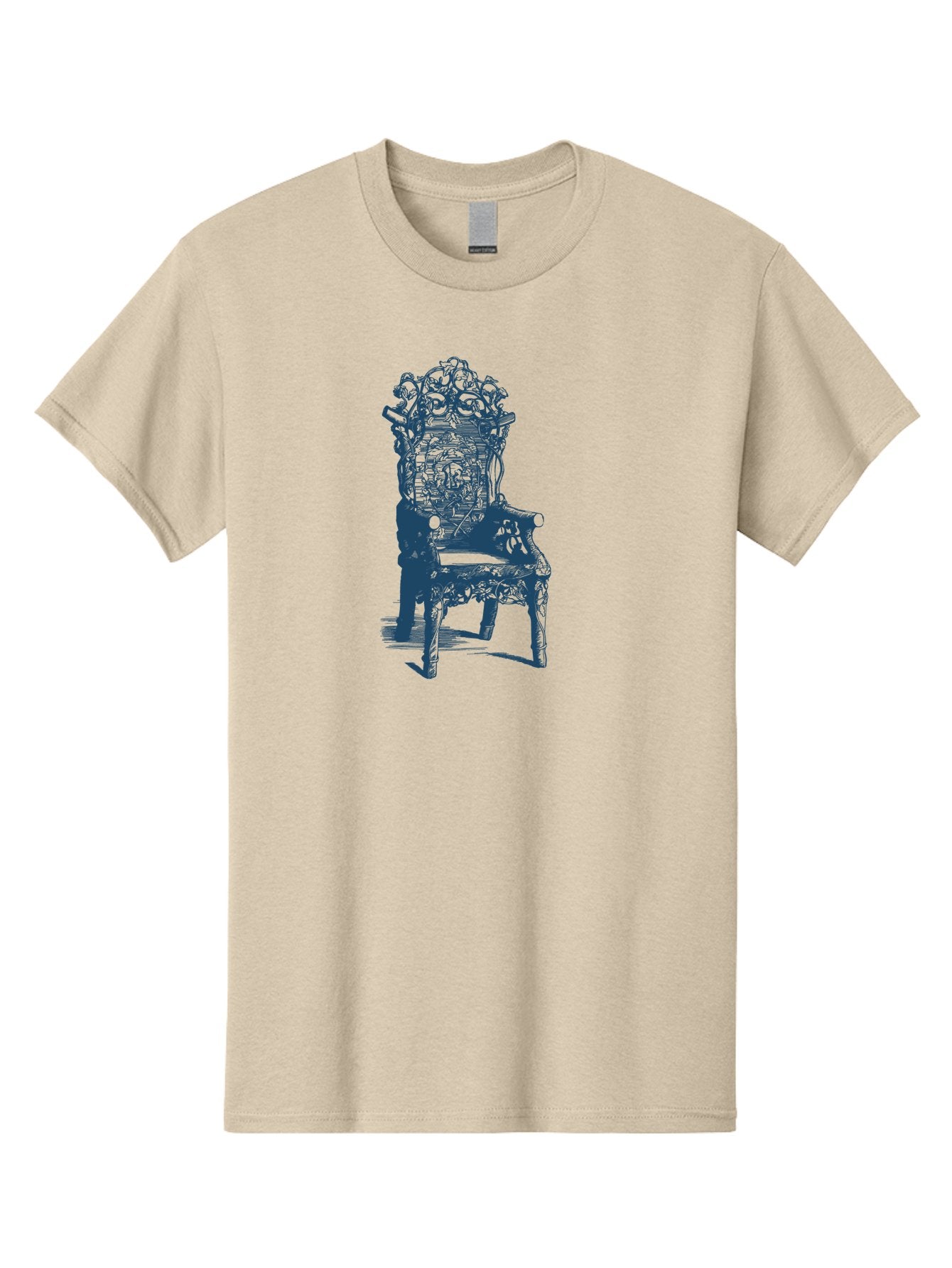 Throne Style Chair Men'S Graphic Tee, 100% Cotton, Comfortable Casual Summer Wear, Machine Washable, Ornate Chair, Luxurious Furniture, Intricate Carvings, Royal Seating, Regal Decor, Elegant Design Aae736