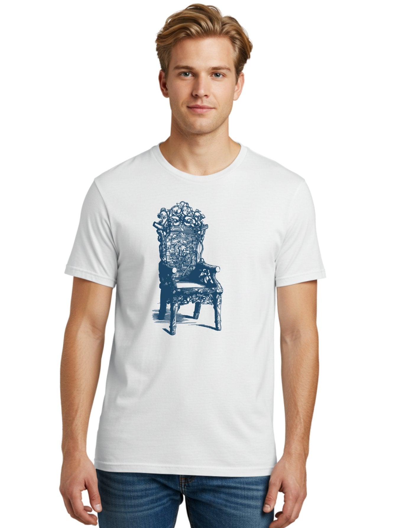 Throne Style Chair Men'S Graphic Tee, 100% Cotton, Comfortable Casual Summer Wear, Machine Washable, Ornate Chair, Luxurious Furniture, Intricate Carvings, Royal Seating, Regal Decor, Elegant Design Aae736 17