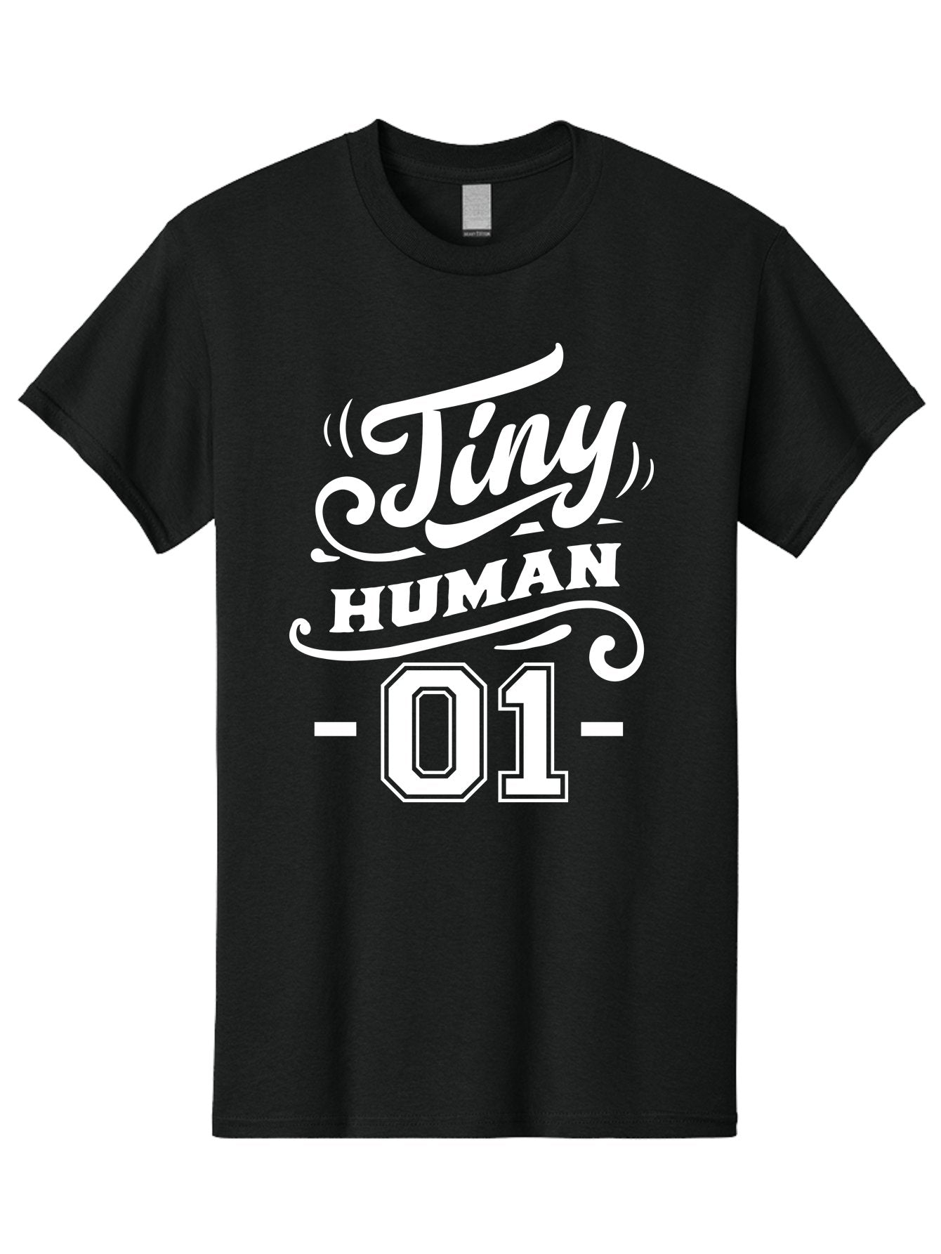 Tiny Human 01 White Men'S Graphic Tee, 100% Cotton, Comfortable Casual Summer Wear, Machine Washable, Tiny Human 01, Typographic Design, White Text On Green, Stylized Font, Decorative Swirls, Modern Typography, Minimalist Style, Aae740 7