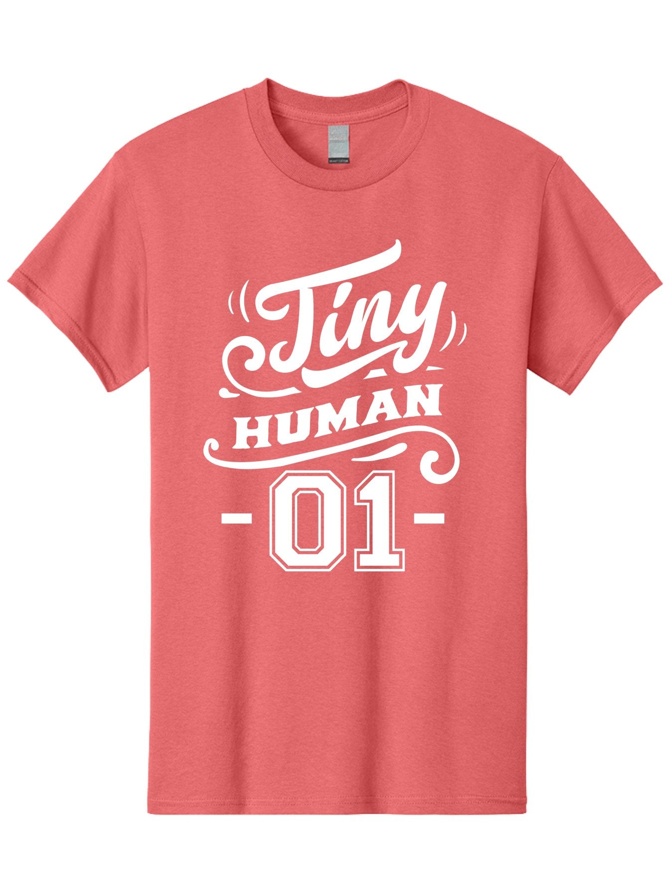 Tiny Human 01 White Men'S Graphic Tee, 100% Cotton, Comfortable Casual Summer Wear, Machine Washable, Tiny Human 01, Typographic Design, White Text On Green, Stylized Font, Decorative Swirls, Modern Typography, Minimalist Style, Aae740 4