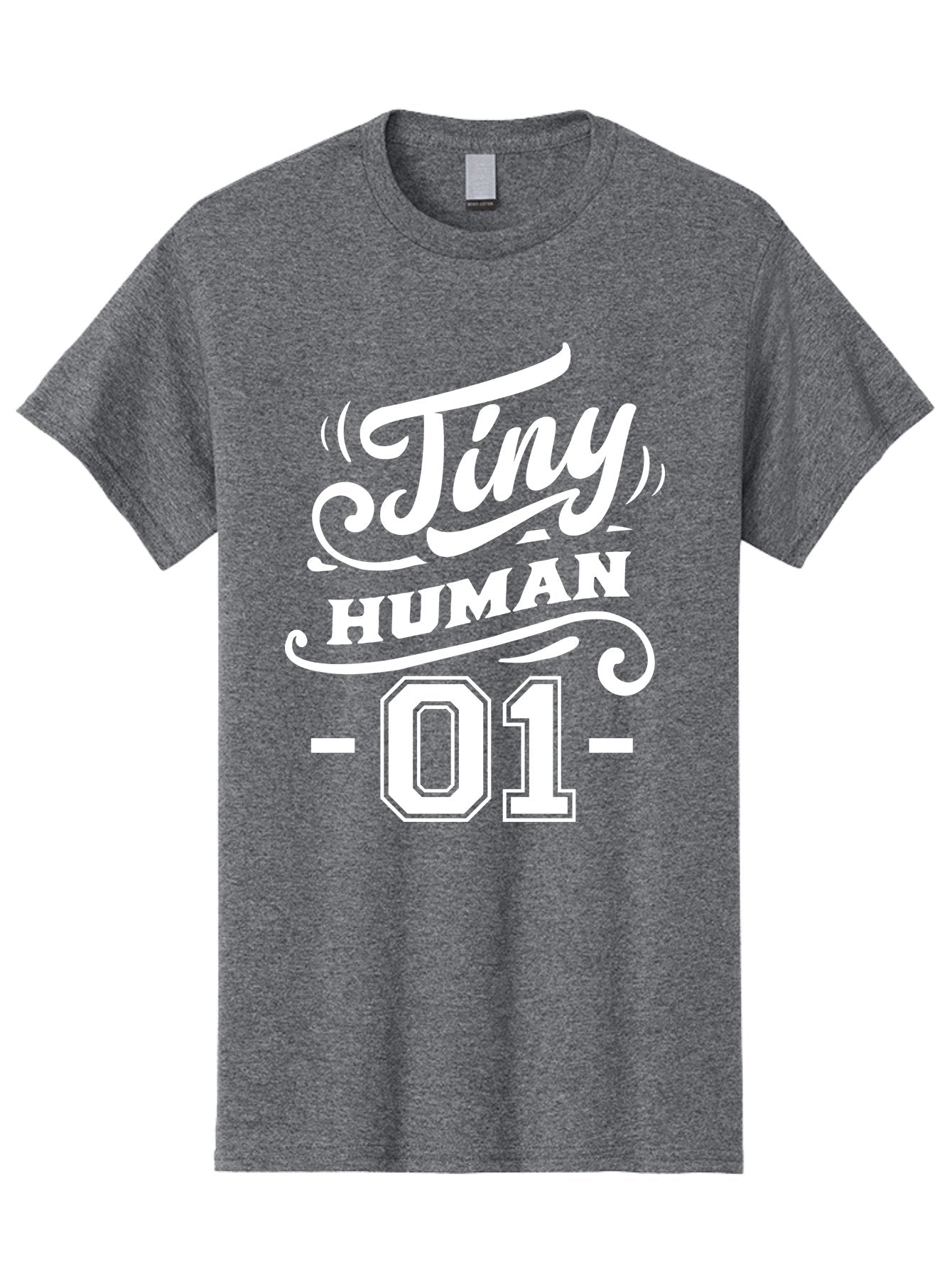 Tiny Human 01 White Men'S Graphic Tee, 100% Cotton, Comfortable Casual Summer Wear, Machine Washable, Tiny Human 01, Typographic Design, White Text On Green, Stylized Font, Decorative Swirls, Modern Typography, Minimalist Style, Aae740 11