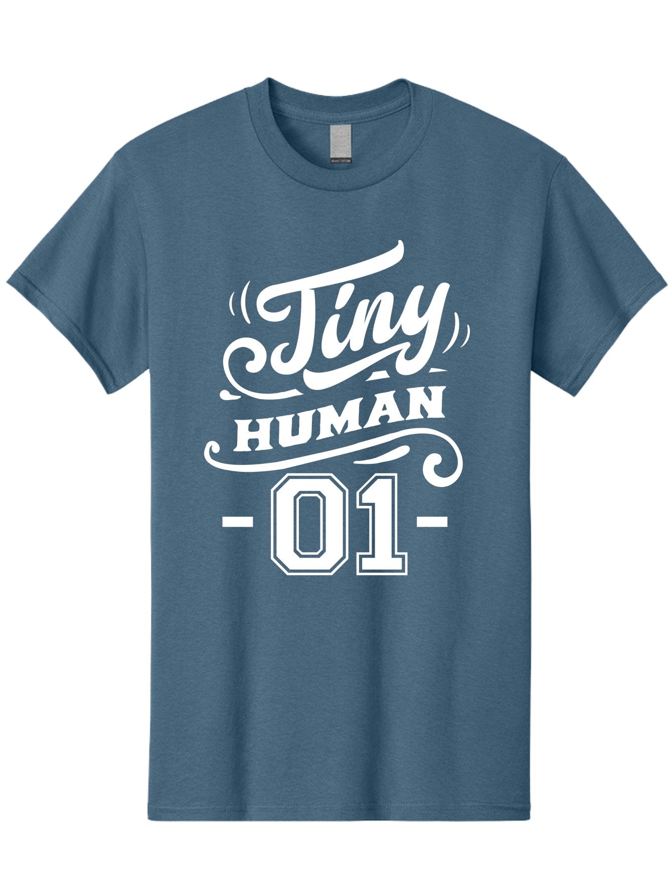 Tiny Human 01 White Men'S Graphic Tee, 100% Cotton, Comfortable Casual Summer Wear, Machine Washable, Tiny Human 01, Typographic Design, White Text On Green, Stylized Font, Decorative Swirls, Modern Typography, Minimalist Style, Aae740 8