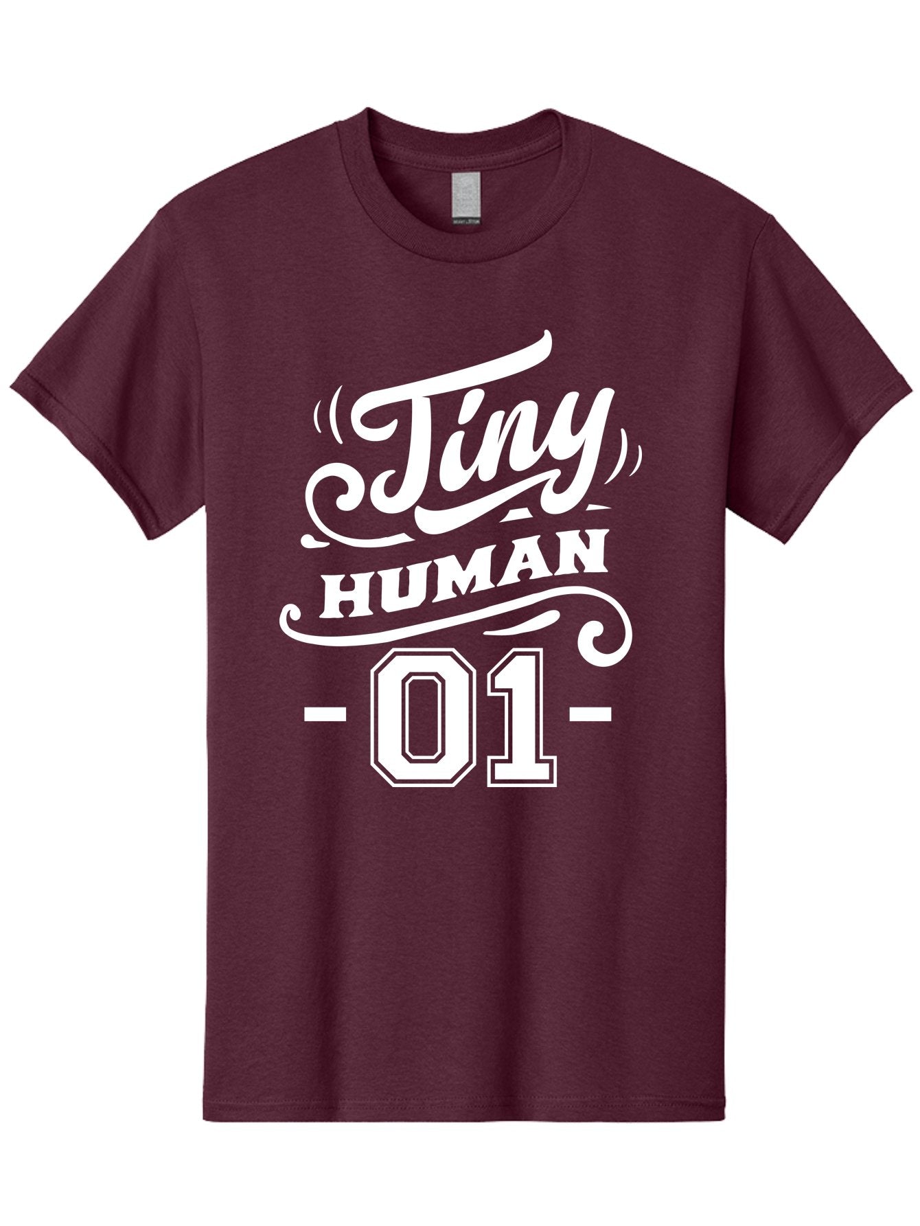 Tiny Human 01 White Men'S Graphic Tee, 100% Cotton, Comfortable Casual Summer Wear, Machine Washable, Tiny Human 01, Typographic Design, White Text On Green, Stylized Font, Decorative Swirls, Modern Typography, Minimalist Style, Aae740 13