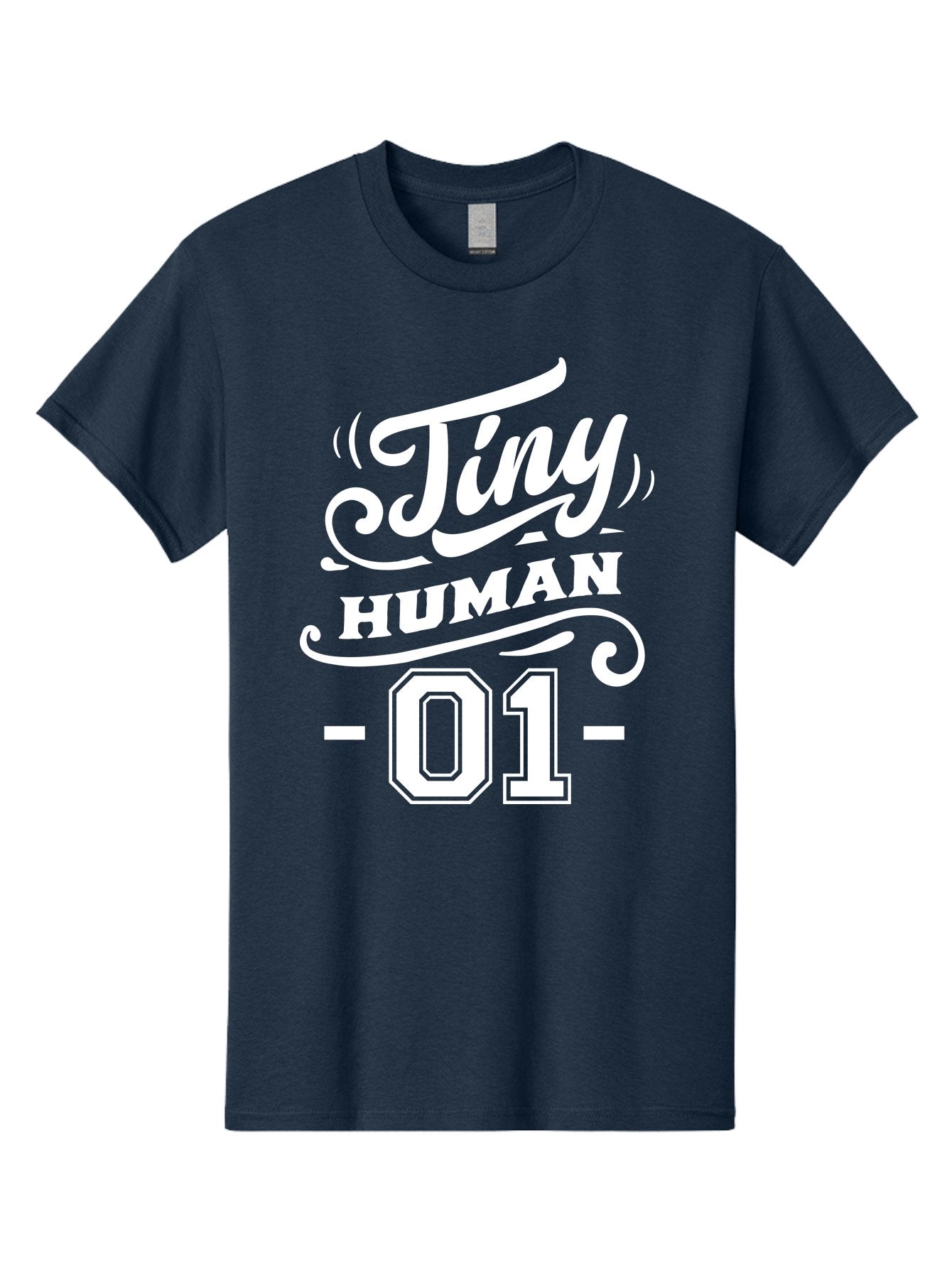 Tiny Human 01 White Men'S Graphic Tee, 100% Cotton, Comfortable Casual Summer Wear, Machine Washable, Tiny Human 01, Typographic Design, White Text On Green, Stylized Font, Decorative Swirls, Modern Typography, Minimalist Style, Aae740 3