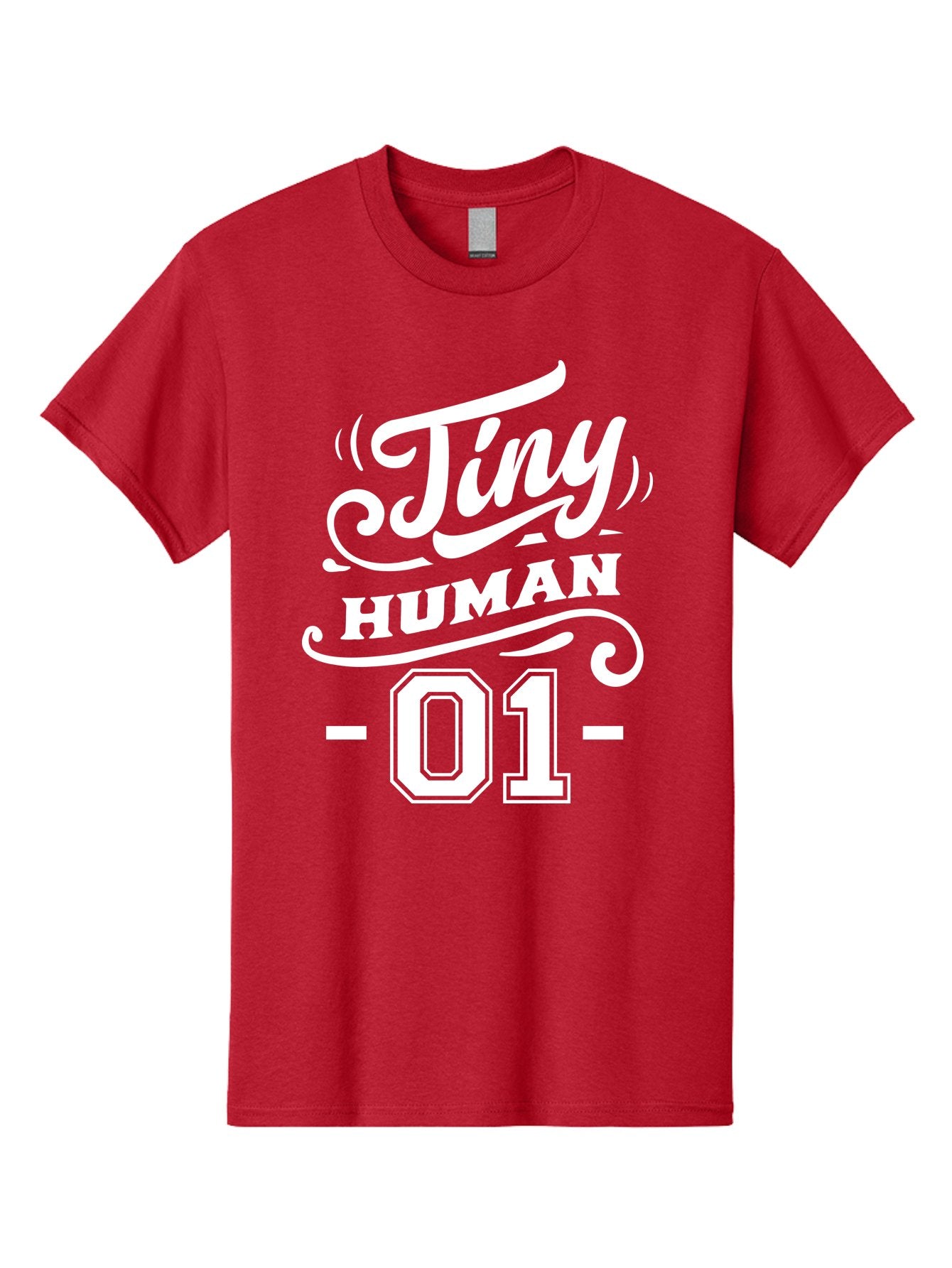 Tiny Human 01 White Men'S Graphic Tee, 100% Cotton, Comfortable Casual Summer Wear, Machine Washable, Tiny Human 01, Typographic Design, White Text On Green, Stylized Font, Decorative Swirls, Modern Typography, Minimalist Style, Aae740 5