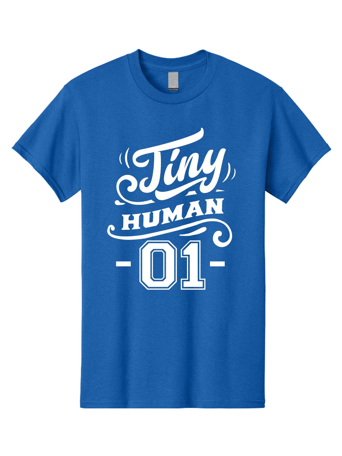 Tiny Human 01 White Men'S Graphic Tee, 100% Cotton, Comfortable Casual Summer Wear, Machine Washable, Tiny Human 01, Typographic Design, White Text On Green, Stylized Font, Decorative Swirls, Modern Typography, Minimalist Style, Aae740 9