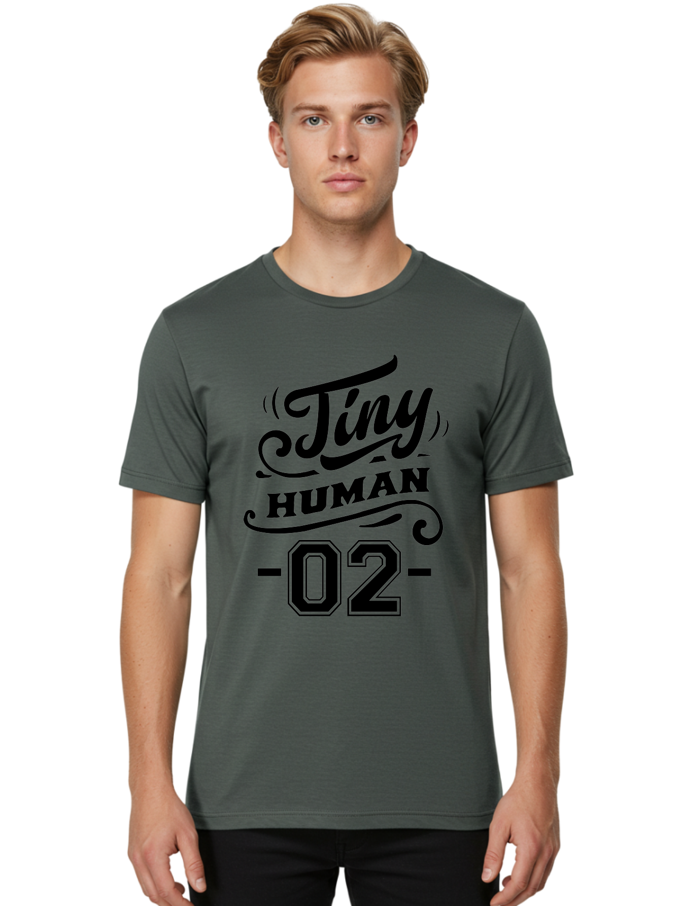 Tiny Human 02 Men'S Graphic Tee, 100% Cotton, Comfortable Casual Summer Wear, Machine Washable, Tiny Human, Typography, Black Text, Elegant Design, Custom Graphics, Athletic Wear, Sports Apparel, Bold Font, Number 02, Vintage Style, Aae743 14