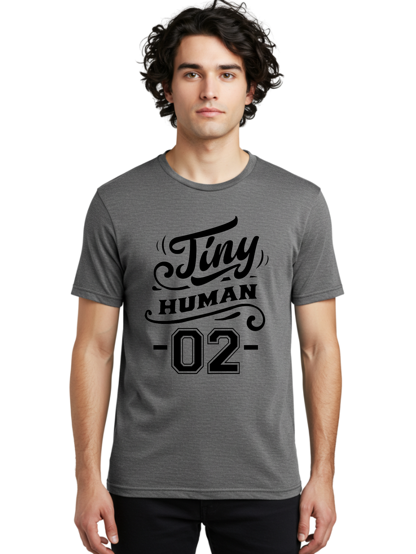 Tiny Human 02 Men'S Graphic Tee, 100% Cotton, Comfortable Casual Summer Wear, Machine Washable, Tiny Human, Typography, Black Text, Elegant Design, Custom Graphics, Athletic Wear, Sports Apparel, Bold Font, Number 02, Vintage Style, Aae743 10