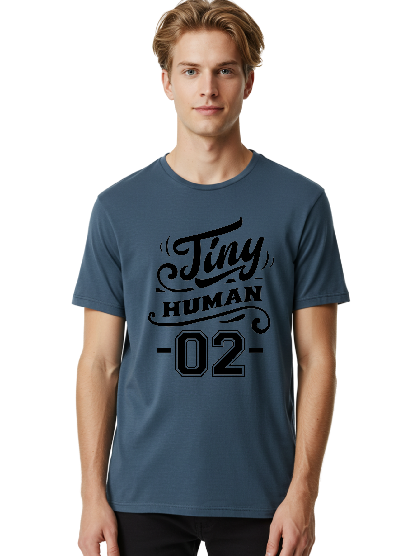 Tiny Human 02 Men'S Graphic Tee, 100% Cotton, Comfortable Casual Summer Wear, Machine Washable, Tiny Human, Typography, Black Text, Elegant Design, Custom Graphics, Athletic Wear, Sports Apparel, Bold Font, Number 02, Vintage Style, Aae743 6