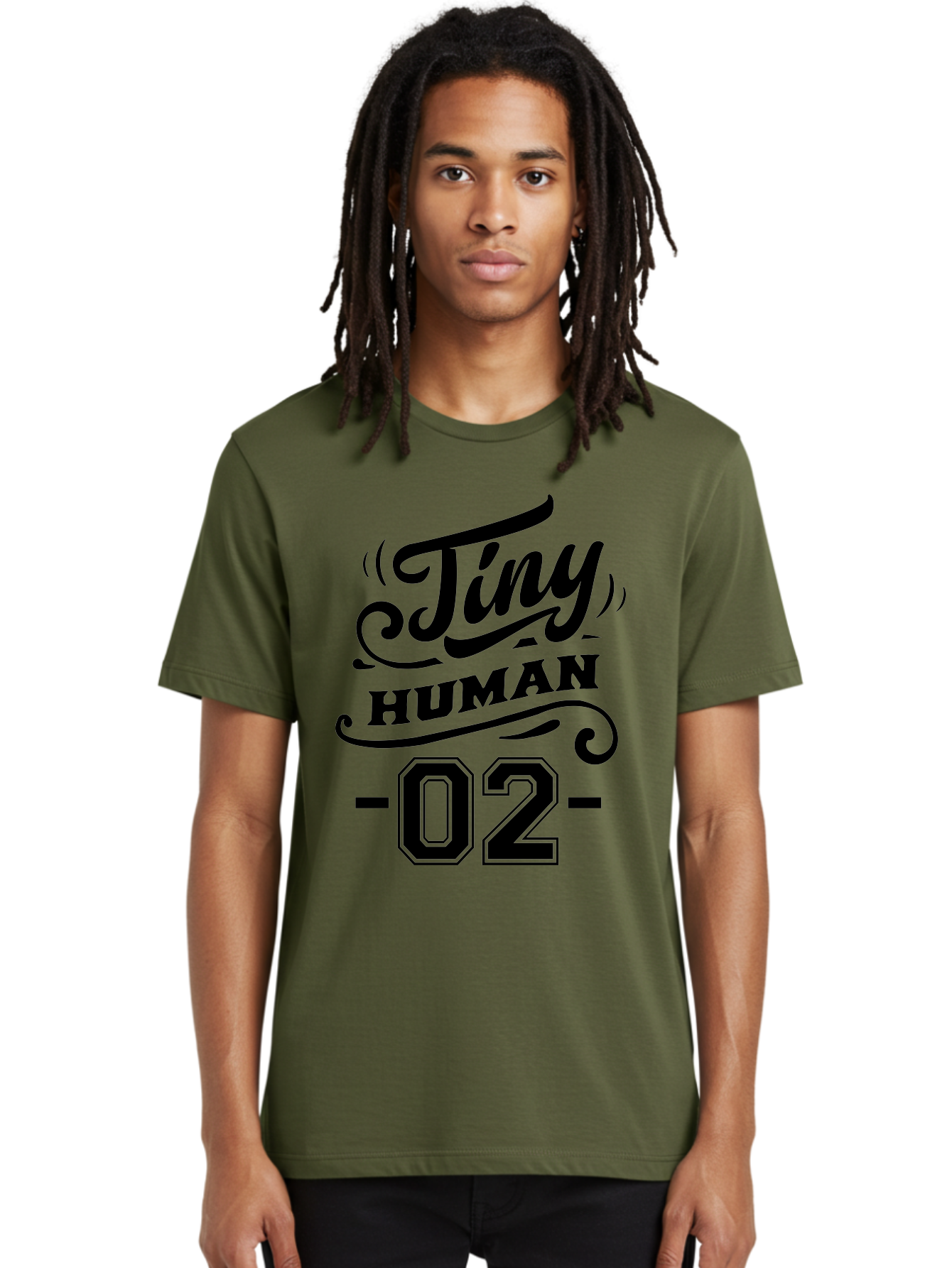 Tiny Human 02 Men'S Graphic Tee, 100% Cotton, Comfortable Casual Summer Wear, Machine Washable, Tiny Human, Typography, Black Text, Elegant Design, Custom Graphics, Athletic Wear, Sports Apparel, Bold Font, Number 02, Vintage Style, Aae743 16