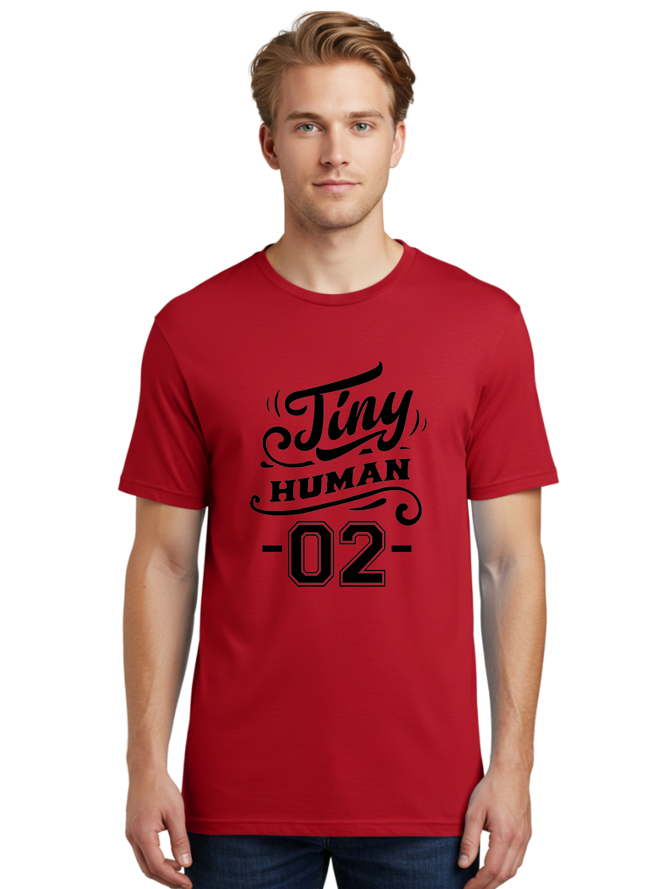 Tiny Human 02 Men'S Graphic Tee, 100% Cotton, Comfortable Casual Summer Wear, Machine Washable, Tiny Human, Typography, Black Text, Elegant Design, Custom Graphics, Athletic Wear, Sports Apparel, Bold Font, Number 02, Vintage Style, Aae743 28