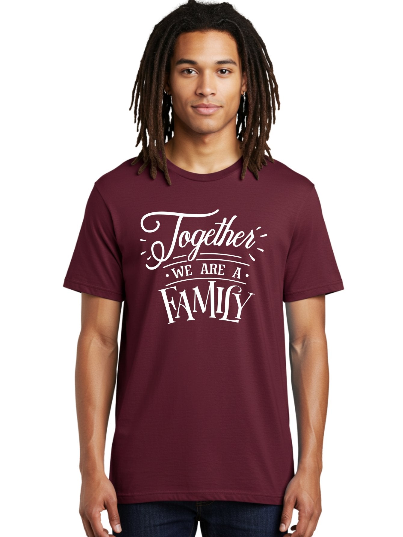 Together We Are A Family - White Men'S Graphic Tee, 100% Cotton, Comfortable Casual Summer Wear, Machine Washable, Family Unity, Togetherness, Family Bonding, Family Love, Family Values, Inspirational Quotes, Motivation, White Text, Aae746 27