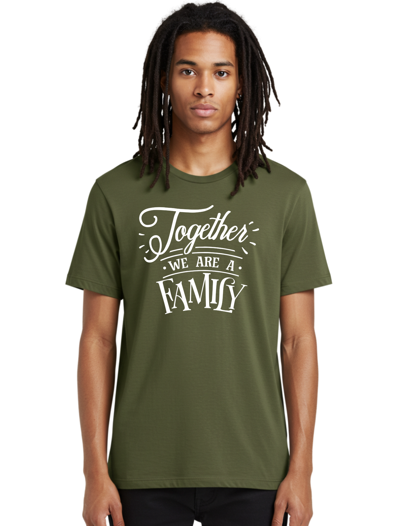 Together We Are A Family - White Men'S Graphic Tee, 100% Cotton, Comfortable Casual Summer Wear, Machine Washable, Family Unity, Togetherness, Family Bonding, Family Love, Family Values, Inspirational Quotes, Motivation, White Text, Aae746 24