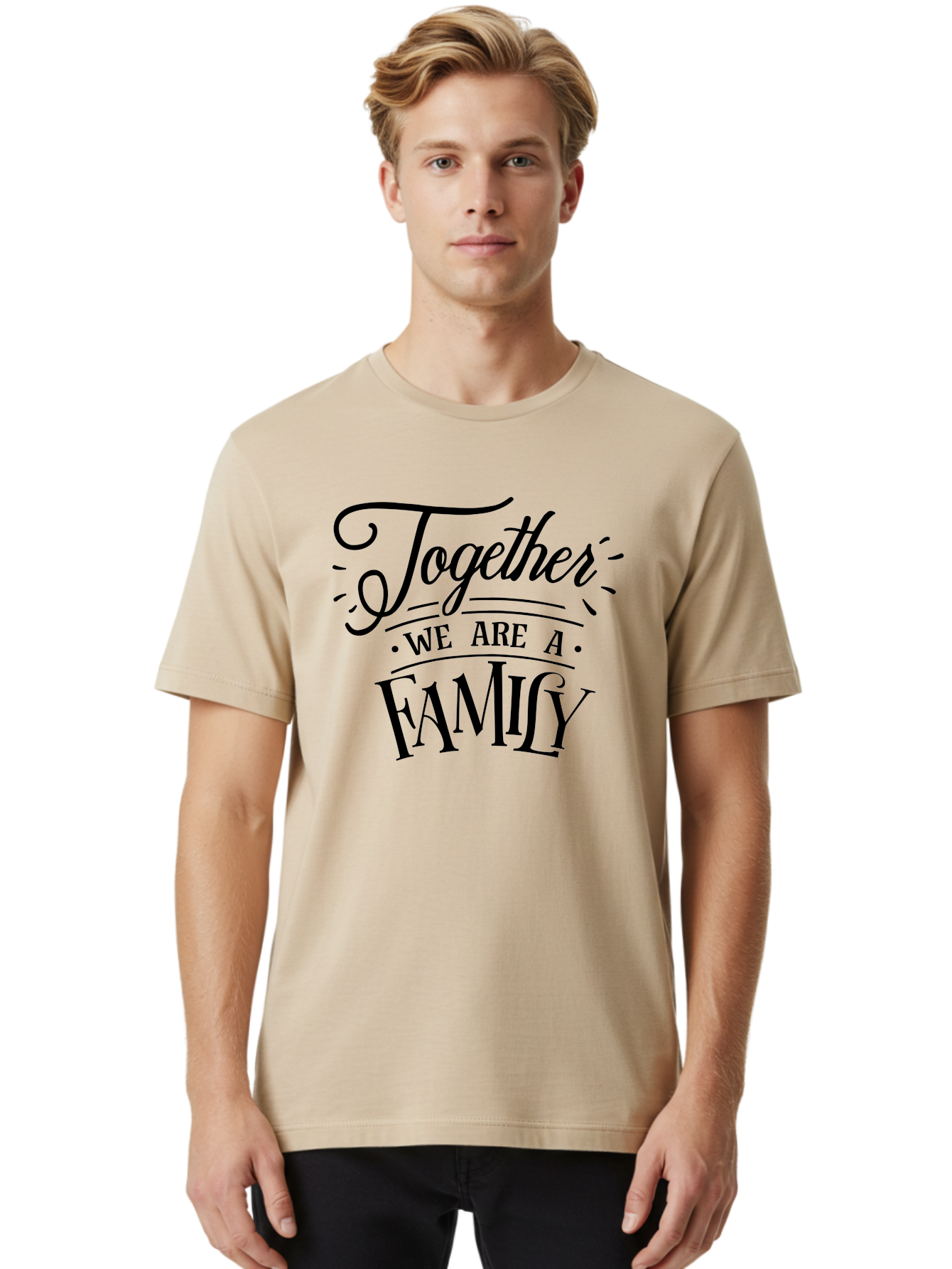 Together We Are A Family Men'S Graphic Tee, 100% Cotton, Comfortable Casual Summer Wear, Machine Washable, Family Unity, Togetherness, Family Bond, Love, Support, Family Values, Inspirational Quote, Motivational Message Aae747 8