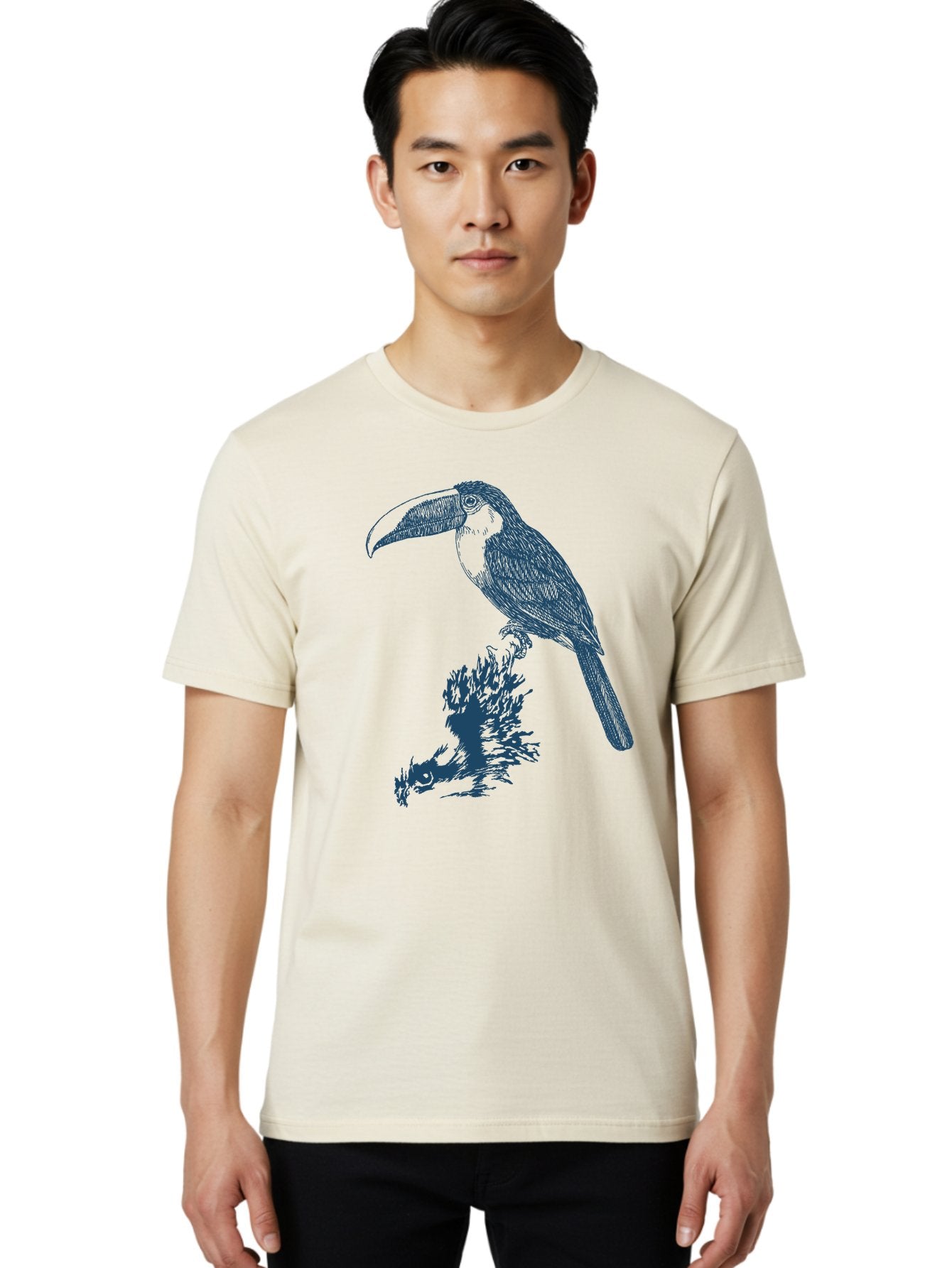 Toucan Roost Men'S Graphic Tee, 100% Cotton, Comfortable Casual Summer Wear, Machine Washable, Toucan Bird, Exotic Wildlife, Tropical Forest, Colorful Plumage, Large Beak, Bird Watching, Nature Lovers, Wildlife Art, Bird Illustrations, Aae749 16