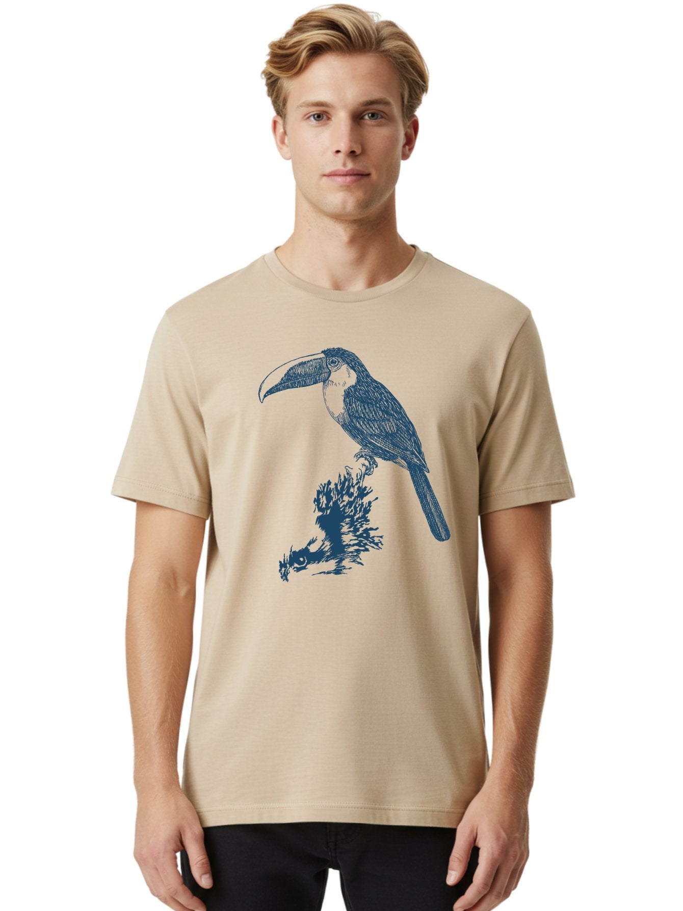 Toucan Roost Men'S Graphic Tee, 100% Cotton, Comfortable Casual Summer Wear, Machine Washable, Toucan Bird, Exotic Wildlife, Tropical Forest, Colorful Plumage, Large Beak, Bird Watching, Nature Lovers, Wildlife Art, Bird Illustrations, Aae749 27