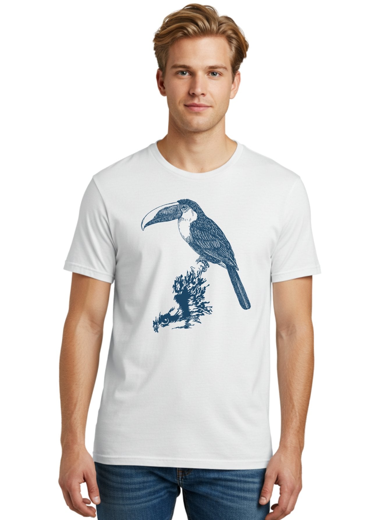 Toucan Roost Men'S Graphic Tee, 100% Cotton, Comfortable Casual Summer Wear, Machine Washable, Toucan Bird, Exotic Wildlife, Tropical Forest, Colorful Plumage, Large Beak, Bird Watching, Nature Lovers, Wildlife Art, Bird Illustrations, Aae749 18