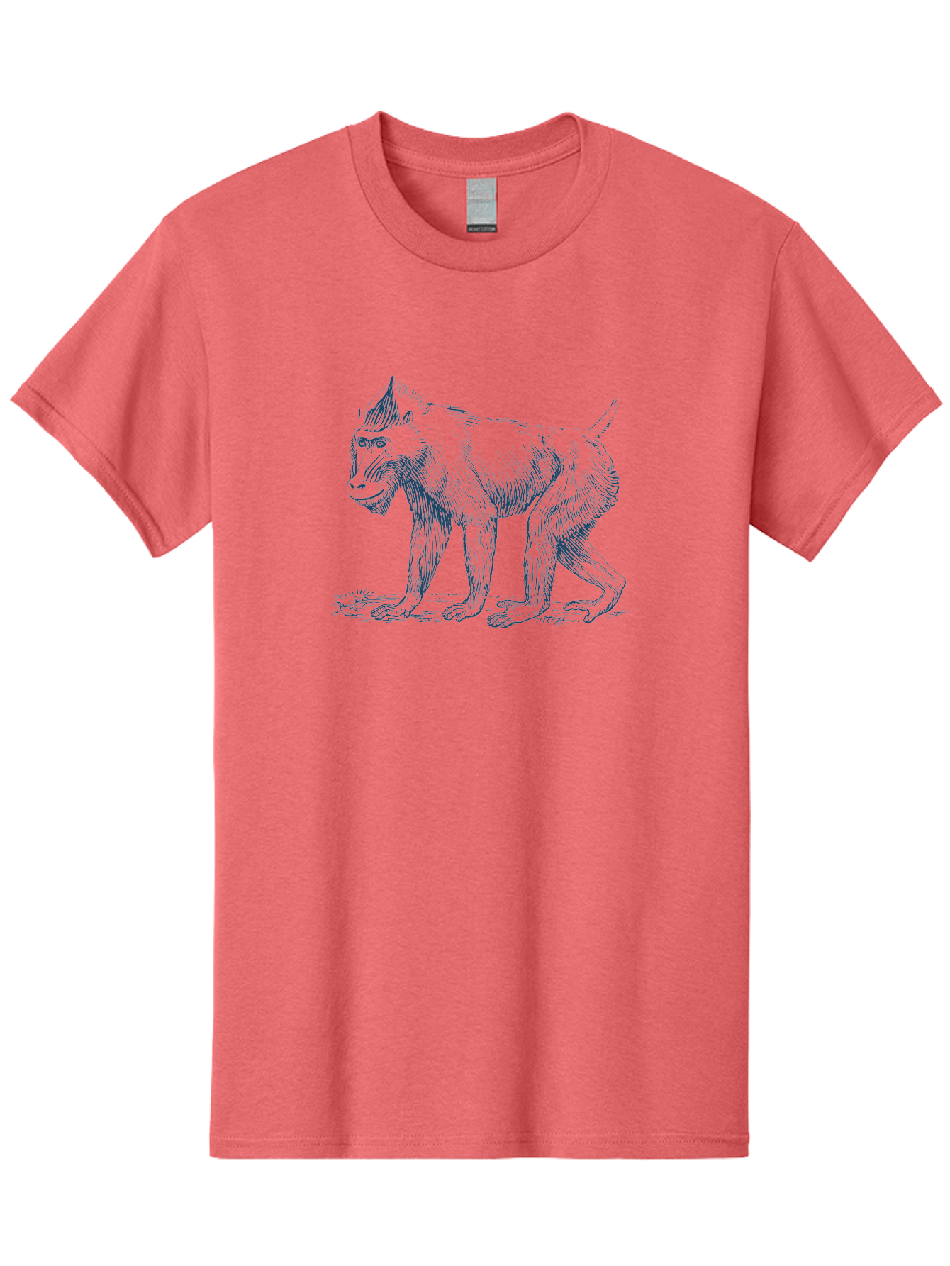 Tribal Ape Men'S Graphic Tee, 100% Cotton, Comfortable Casual Summer Wear, Machine Washable, Pen Drawing Of Baboon, Primate Illustration, Animal Art, Wildlife Graphic, Creature Design, Detailed Sketch Aae754 25
