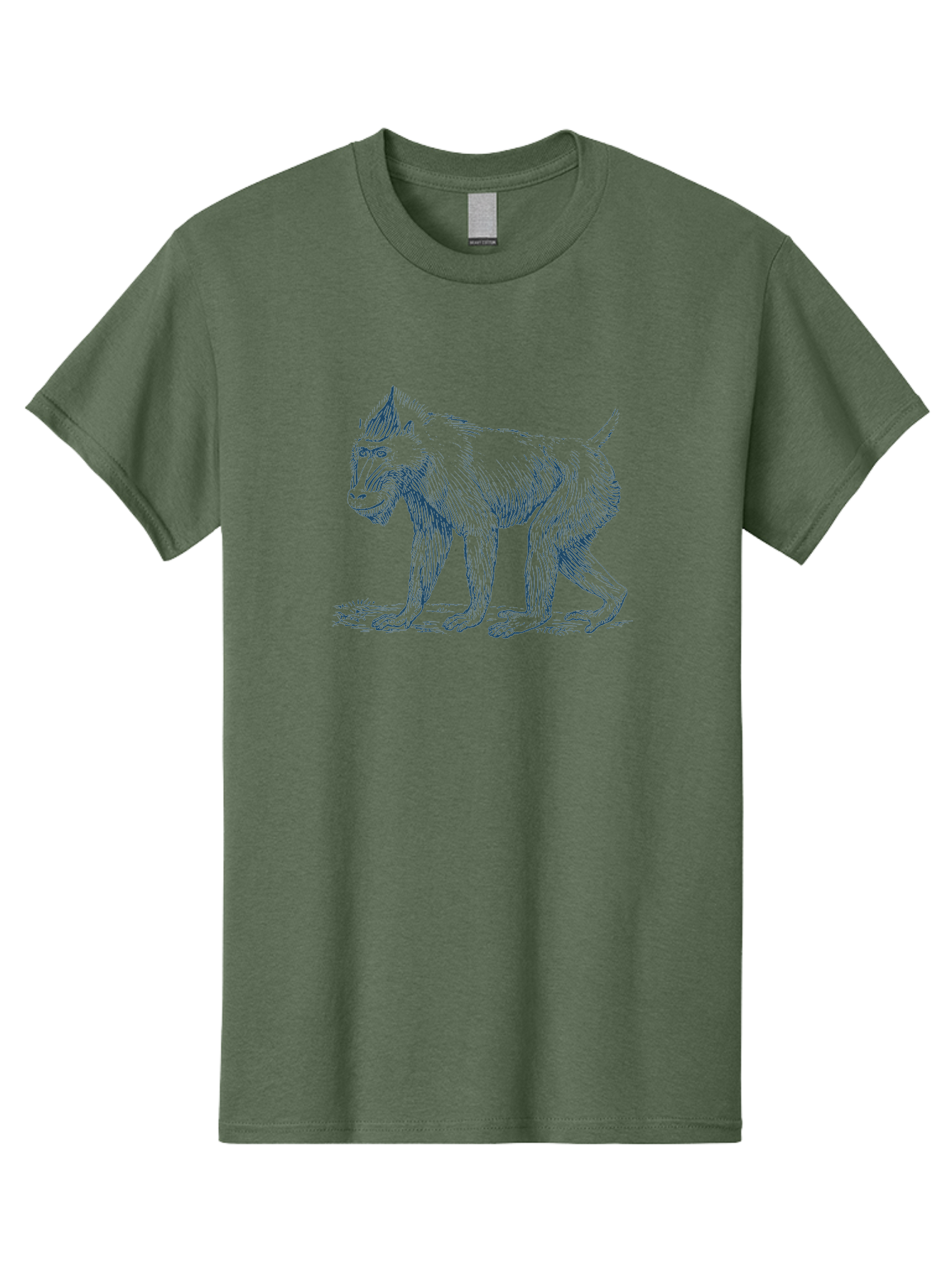 Tribal Ape Men'S Graphic Tee, 100% Cotton, Comfortable Casual Summer Wear, Machine Washable, Pen Drawing Of Baboon, Primate Illustration, Animal Art, Wildlife Graphic, Creature Design, Detailed Sketch Aae754 5