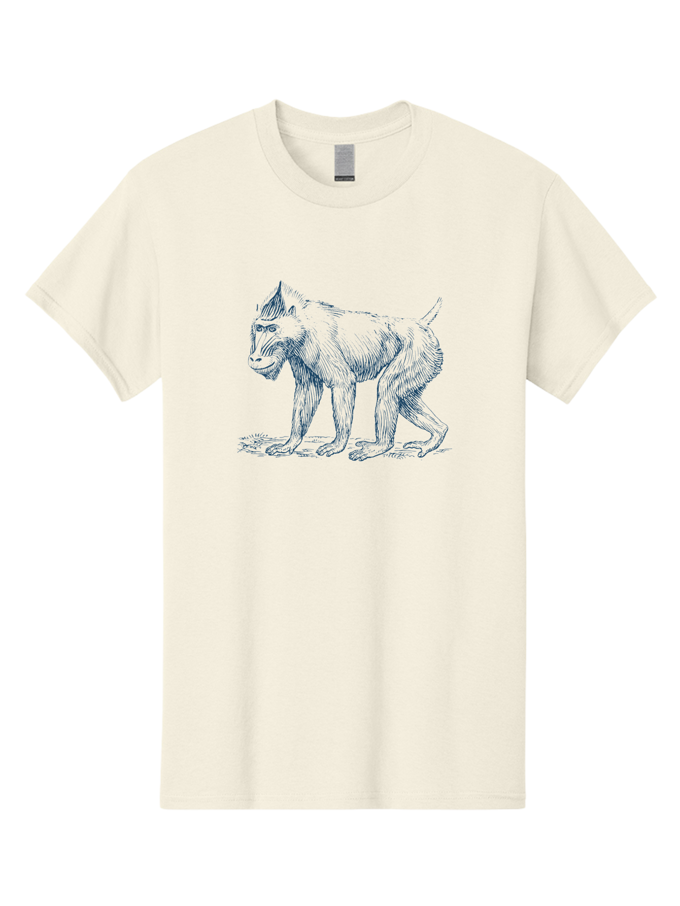Tribal Ape Men'S Graphic Tee, 100% Cotton, Comfortable Casual Summer Wear, Machine Washable, Pen Drawing Of Baboon, Primate Illustration, Animal Art, Wildlife Graphic, Creature Design, Detailed Sketch Aae754 21