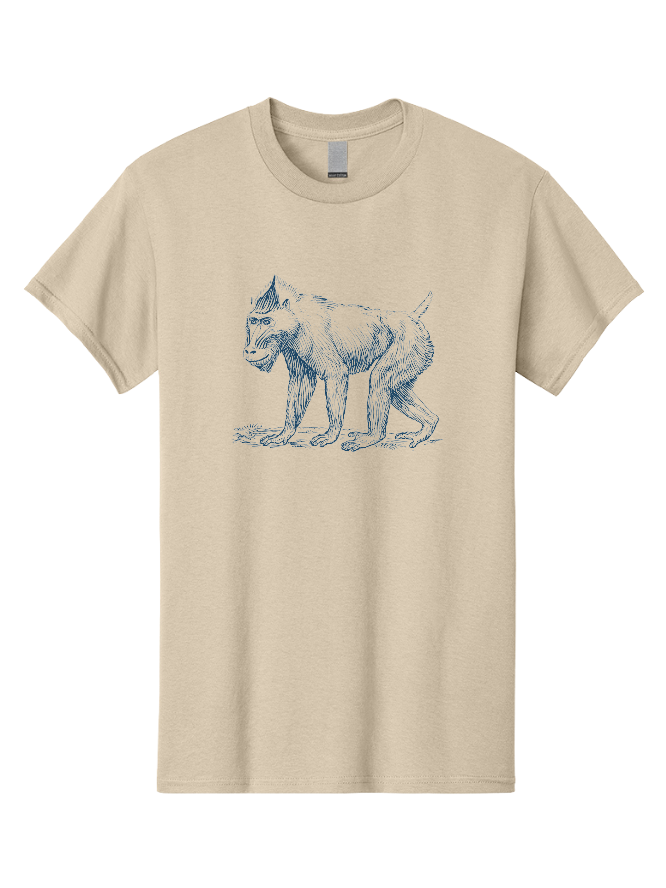 Tribal Ape Men'S Graphic Tee, 100% Cotton, Comfortable Casual Summer Wear, Machine Washable, Pen Drawing Of Baboon, Primate Illustration, Animal Art, Wildlife Graphic, Creature Design, Detailed Sketch Aae754 11