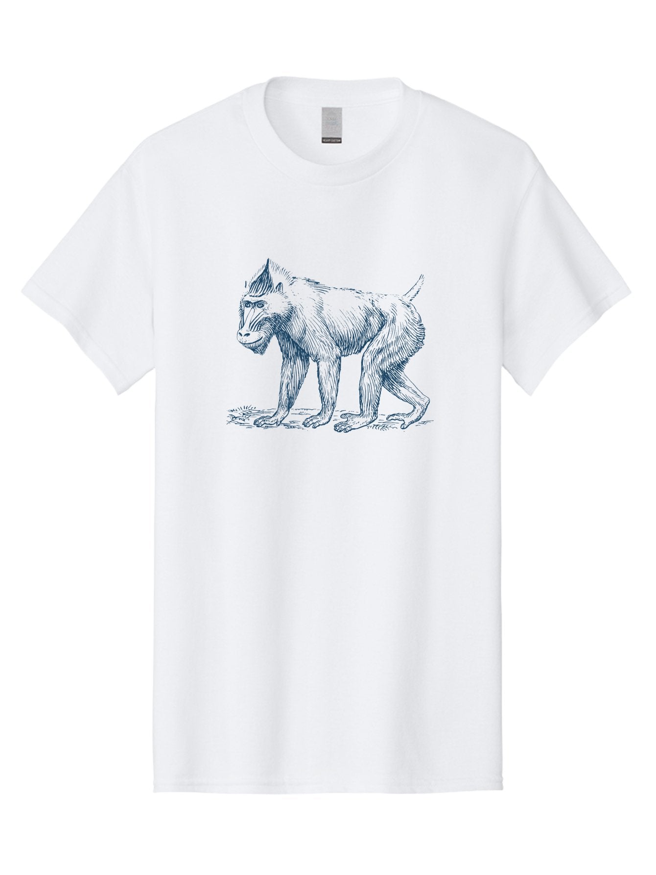 Tribal Ape Men'S Graphic Tee, 100% Cotton, Comfortable Casual Summer Wear, Machine Washable, Pen Drawing Of Baboon, Primate Illustration, Animal Art, Wildlife Graphic, Creature Design, Detailed Sketch Aae754 5