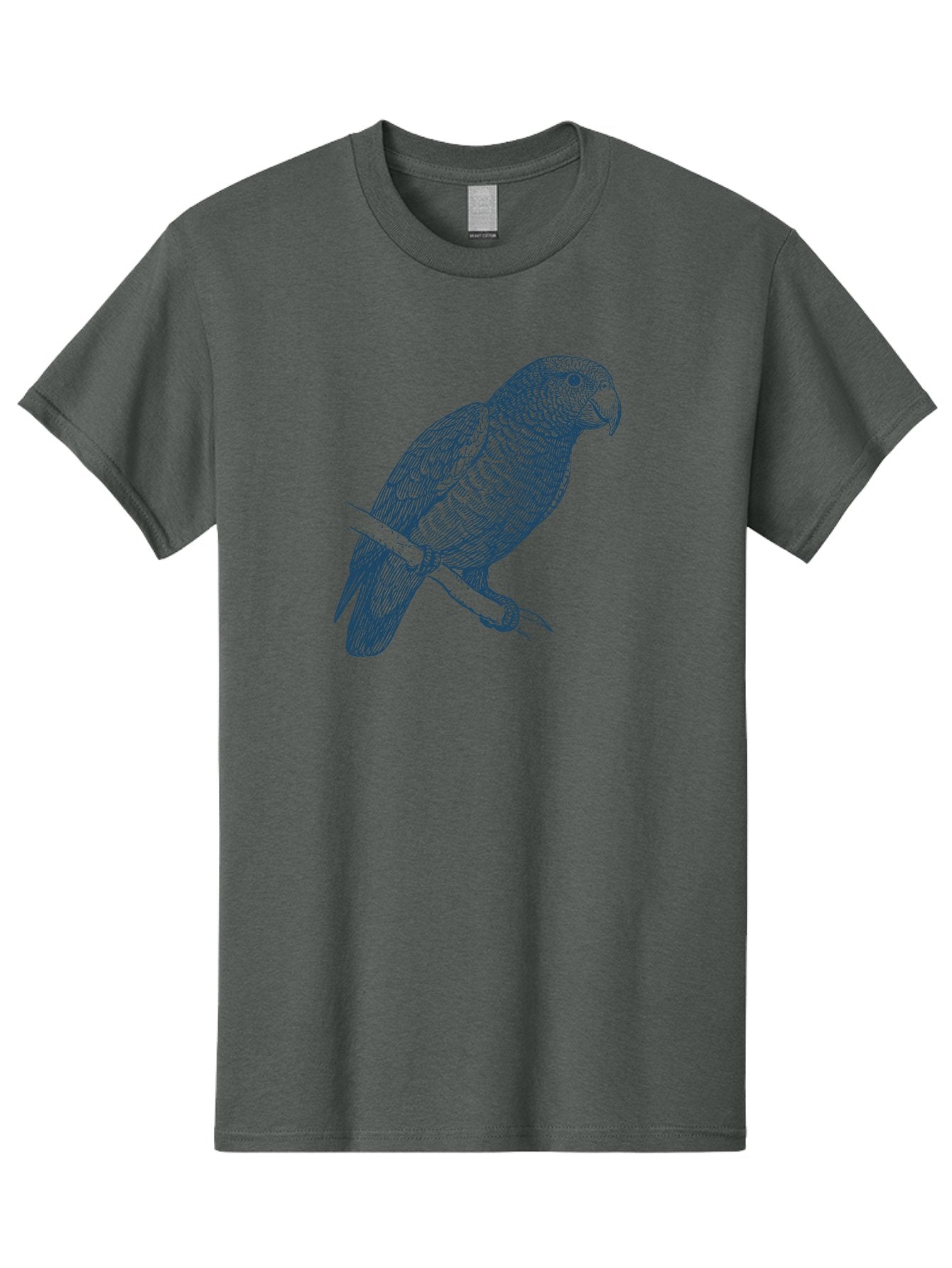 Tropical Bird Watch Men'S Graphic Tee, 100% Cotton, Comfortable Casual Summer Wear, Machine Washable, Parrot On A Branch, Bird'S Eye View, Detailed Illustration, Feathered Texture, Beak, Claws, Wildlife Art, Nature-Inspired Design Aae757 3