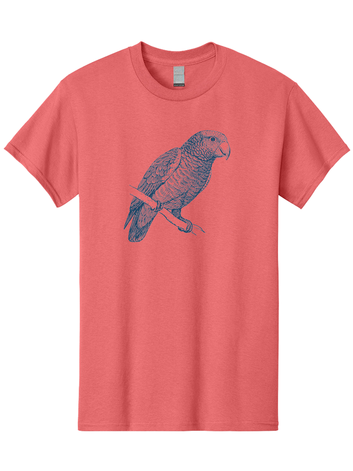 Tropical Bird Watch Men'S Graphic Tee, 100% Cotton, Comfortable Casual Summer Wear, Machine Washable, Parrot On A Branch, Bird'S Eye View, Detailed Illustration, Feathered Texture, Beak, Claws, Wildlife Art, Nature-Inspired Design Aae757 5