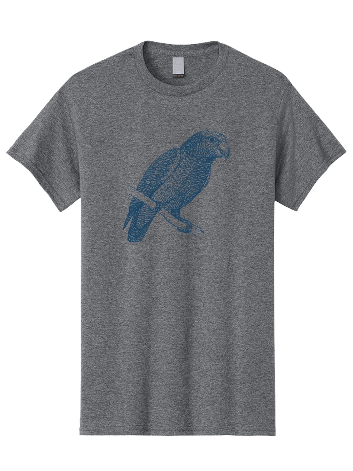 Tropical Bird Watch Men'S Graphic Tee, 100% Cotton, Comfortable Casual Summer Wear, Machine Washable, Parrot On A Branch, Bird'S Eye View, Detailed Illustration, Feathered Texture, Beak, Claws, Wildlife Art, Nature-Inspired Design Aae757