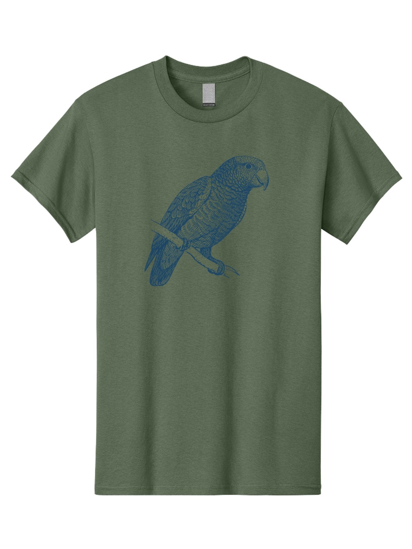 Tropical Bird Watch Men'S Graphic Tee, 100% Cotton, Comfortable Casual Summer Wear, Machine Washable, Parrot On A Branch, Bird'S Eye View, Detailed Illustration, Feathered Texture, Beak, Claws, Wildlife Art, Nature-Inspired Design Aae757
