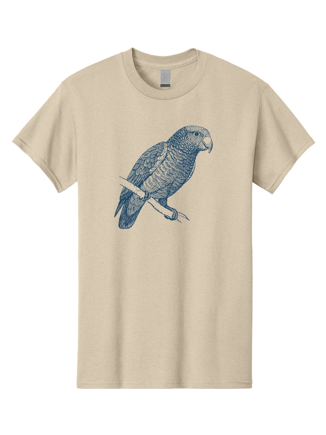 Tropical Bird Watch Men'S Graphic Tee, 100% Cotton, Comfortable Casual Summer Wear, Machine Washable, Parrot On A Branch, Bird'S Eye View, Detailed Illustration, Feathered Texture, Beak, Claws, Wildlife Art, Nature-Inspired Design Aae757 12