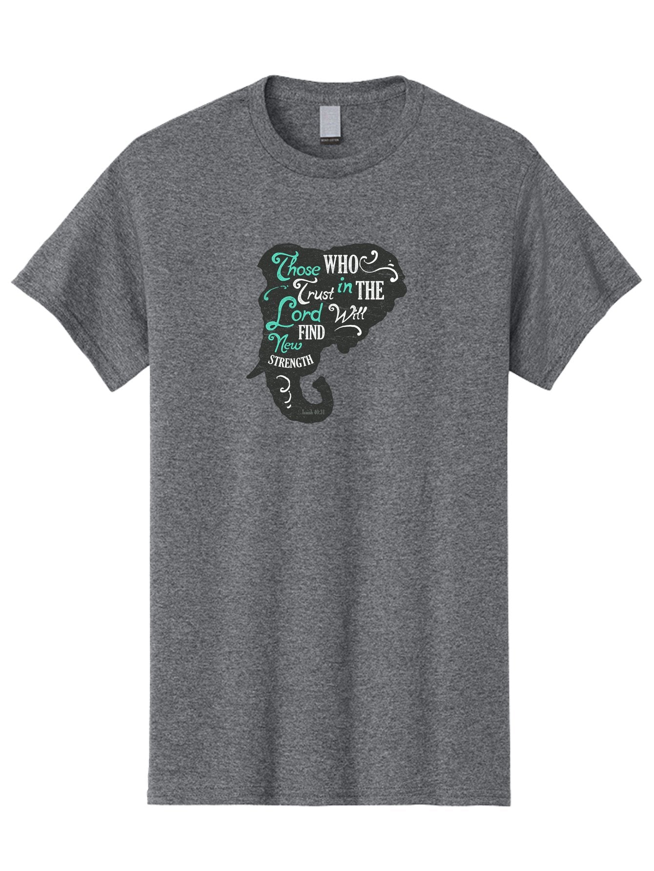 Trust In The Lord Men'S Graphic Tee, 100% Cotton, Comfortable Casual Summer Wear, Machine Washable, Elephant Silhouette, Trust In The Lord, Inspirational Quote, Motivational Words, Faith Based Design, New Strength, Uplifting Message Aae759 10