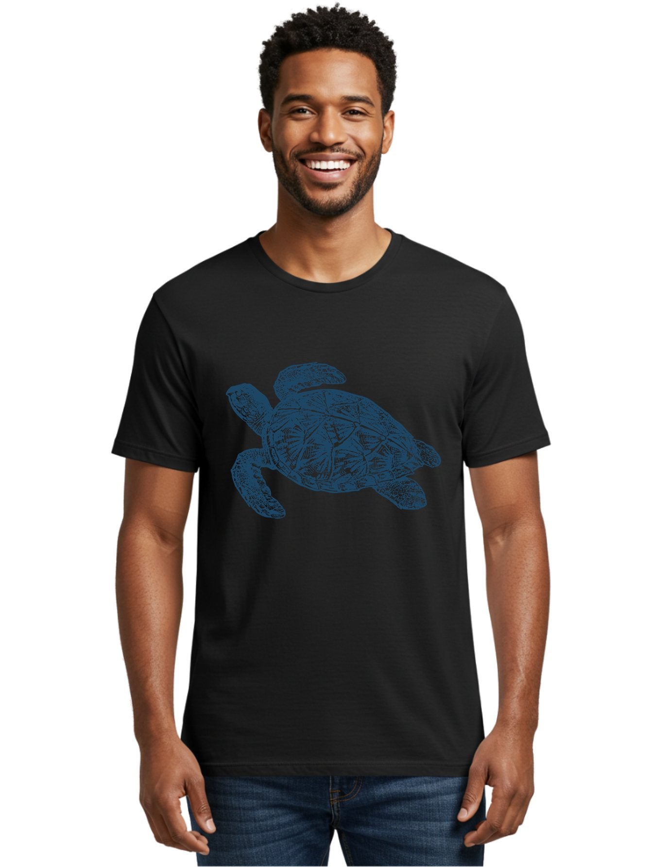 Turtle Drift Men'S Graphic Tee, 100% Cotton, Comfortable Casual Summer Wear, Machine Washable, Sea Turtle, Marine Life, Ocean Creature, Wildlife Conservation, Protected Species, Slow-Moving Animal, Shell Pattern, Blue Illustration, Aae763 29