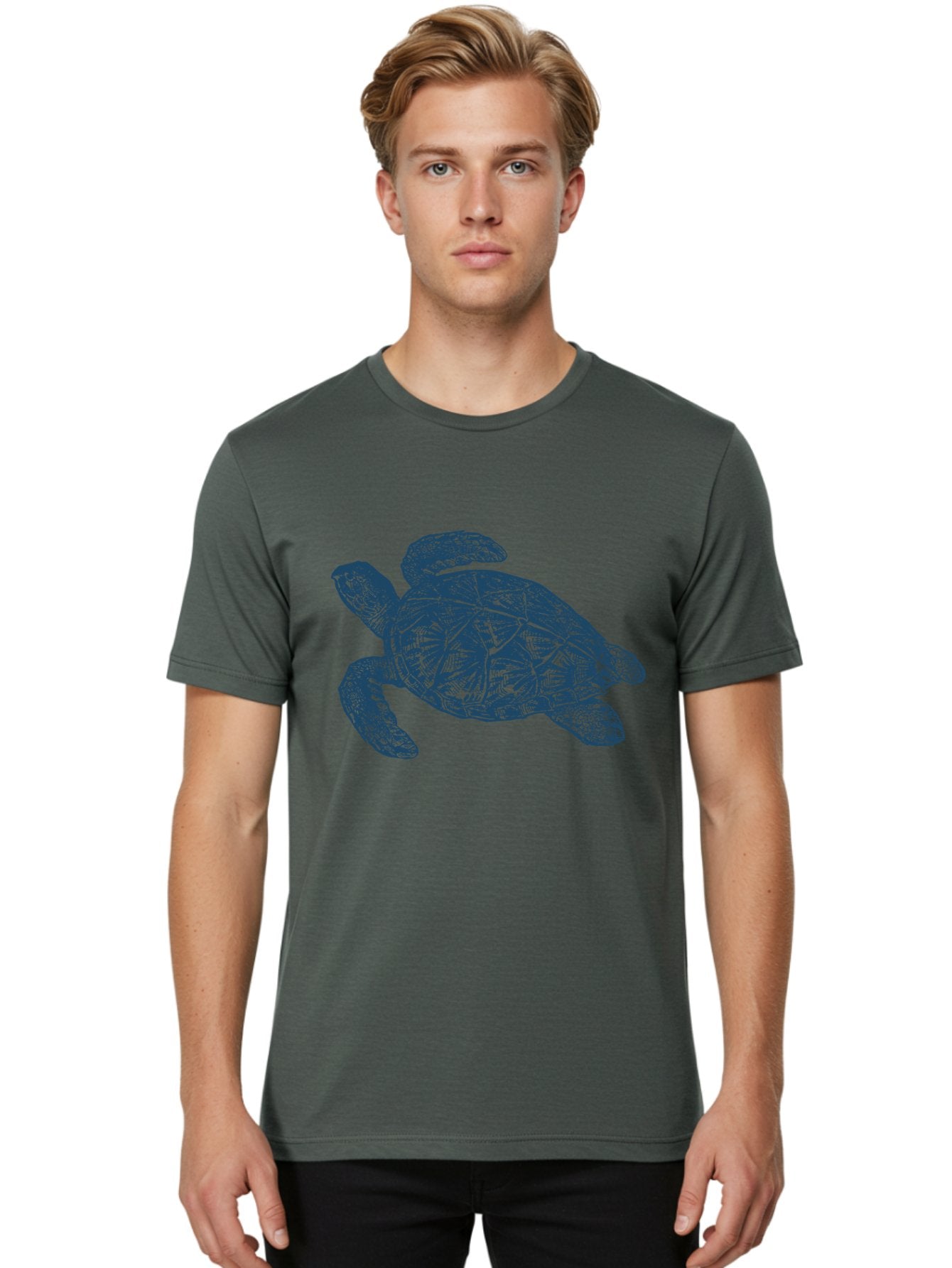 Turtle Drift Men'S Graphic Tee, 100% Cotton, Comfortable Casual Summer Wear, Machine Washable, Sea Turtle, Marine Life, Ocean Creature, Wildlife Conservation, Protected Species, Slow-Moving Animal, Shell Pattern, Blue Illustration, Aae763 26