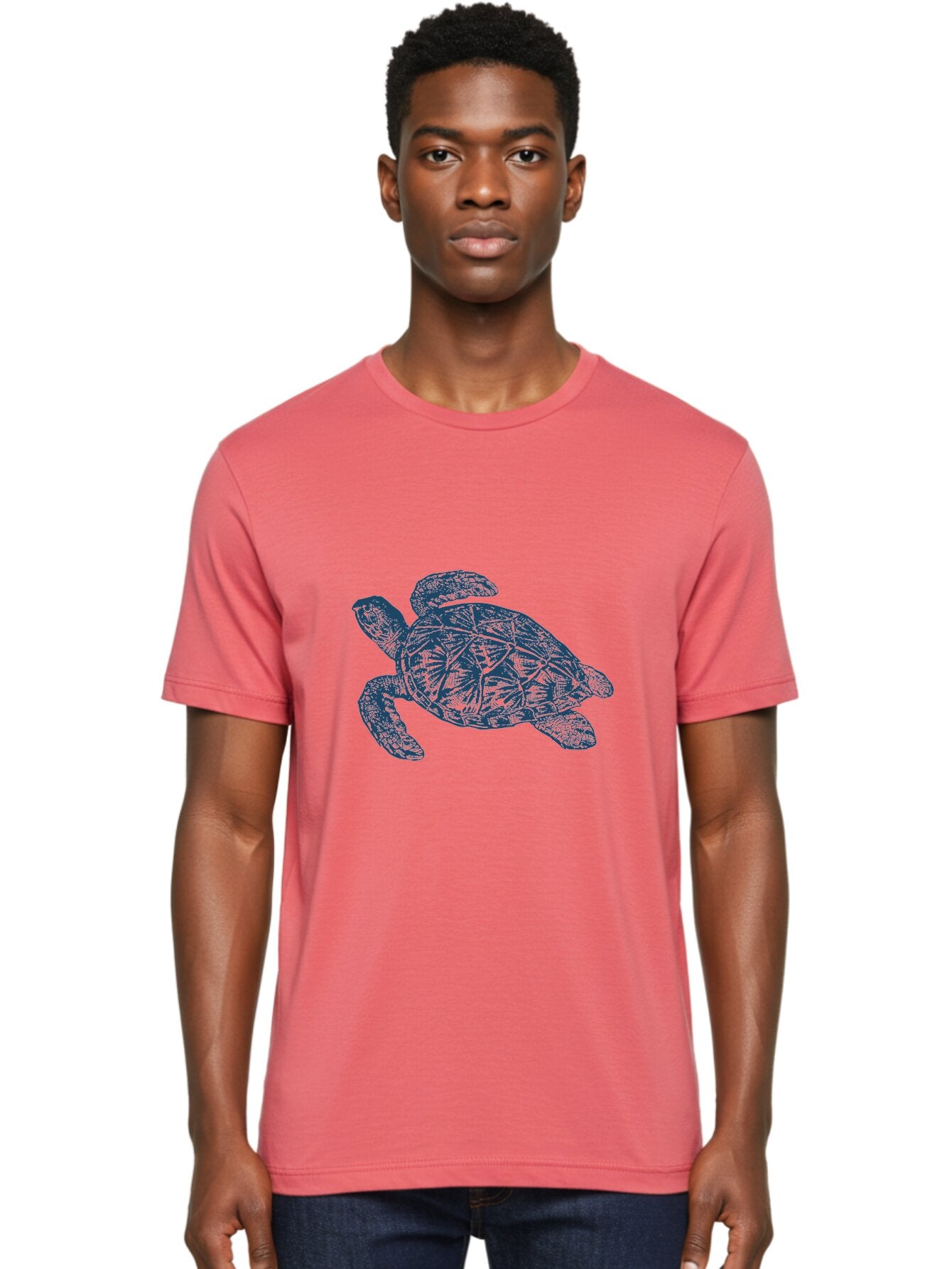 Turtle Drift Men'S Graphic Tee, 100% Cotton, Comfortable Casual Summer Wear, Machine Washable, Sea Turtle, Marine Life, Ocean Creature, Wildlife Conservation, Protected Species, Slow-Moving Animal, Shell Pattern, Blue Illustration, Aae763 23