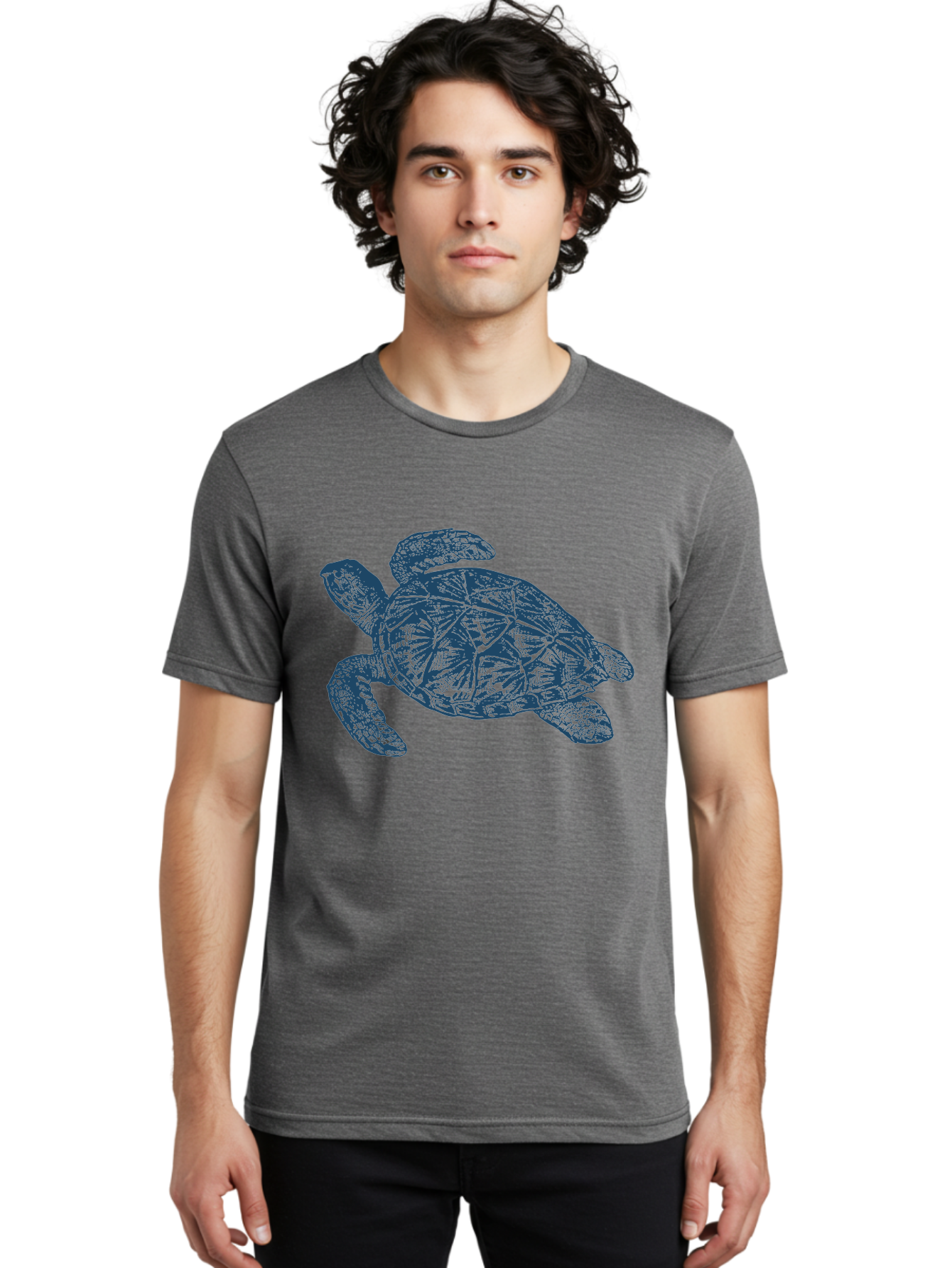 Turtle Drift Men'S Graphic Tee, 100% Cotton, Comfortable Casual Summer Wear, Machine Washable, Sea Turtle, Marine Life, Ocean Creature, Wildlife Conservation, Protected Species, Slow-Moving Animal, Shell Pattern, Blue Illustration, Aae763 28