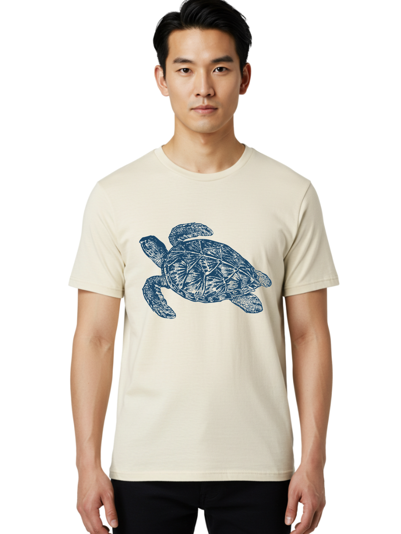Turtle Drift Men'S Graphic Tee, 100% Cotton, Comfortable Casual Summer Wear, Machine Washable, Sea Turtle, Marine Life, Ocean Creature, Wildlife Conservation, Protected Species, Slow-Moving Animal, Shell Pattern, Blue Illustration, Aae763 30