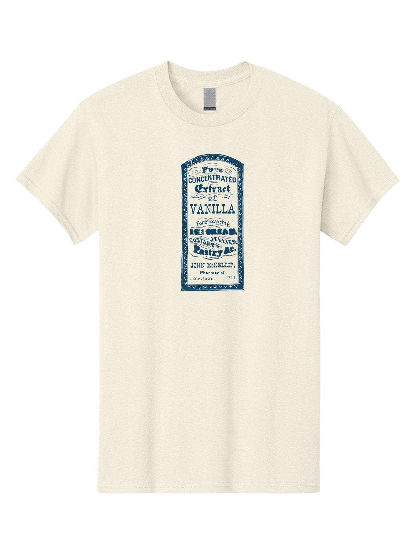 Vanilla-Extract Men'S Graphic Tee, 100% Cotton, Comfortable Casual Summer Wear, Machine Washable, Vanilla Extract Label, Vintage Design, Concentrated Vanilla, Ice Cream Flavoring, Custard Desserts, Pastry Ingredients, John Mckellip Pharmacist, Aae767 13