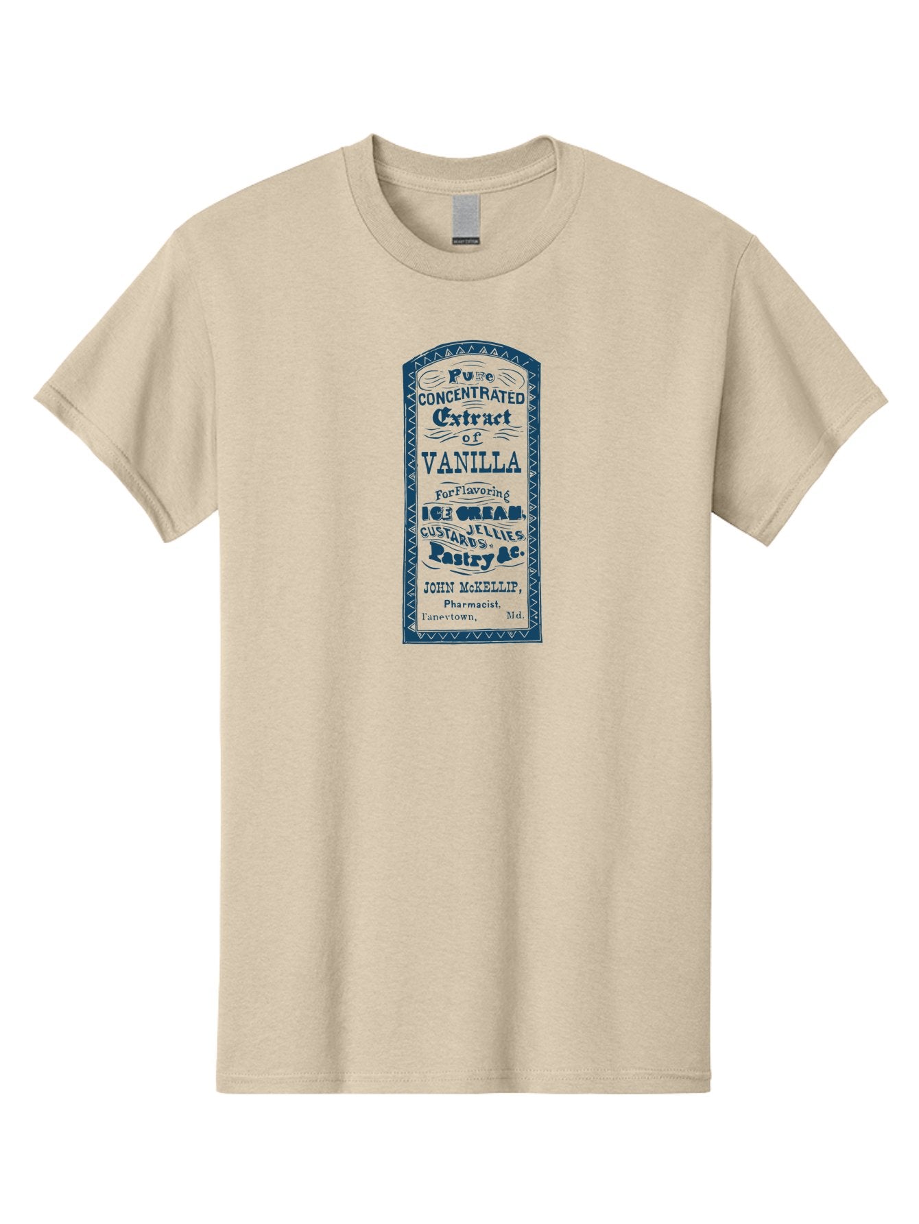 Vanilla-Extract Men'S Graphic Tee, 100% Cotton, Comfortable Casual Summer Wear, Machine Washable, Vanilla Extract Label, Vintage Design, Concentrated Vanilla, Ice Cream Flavoring, Custard Desserts, Pastry Ingredients, John Mckellip Pharmacist, Aae767 8